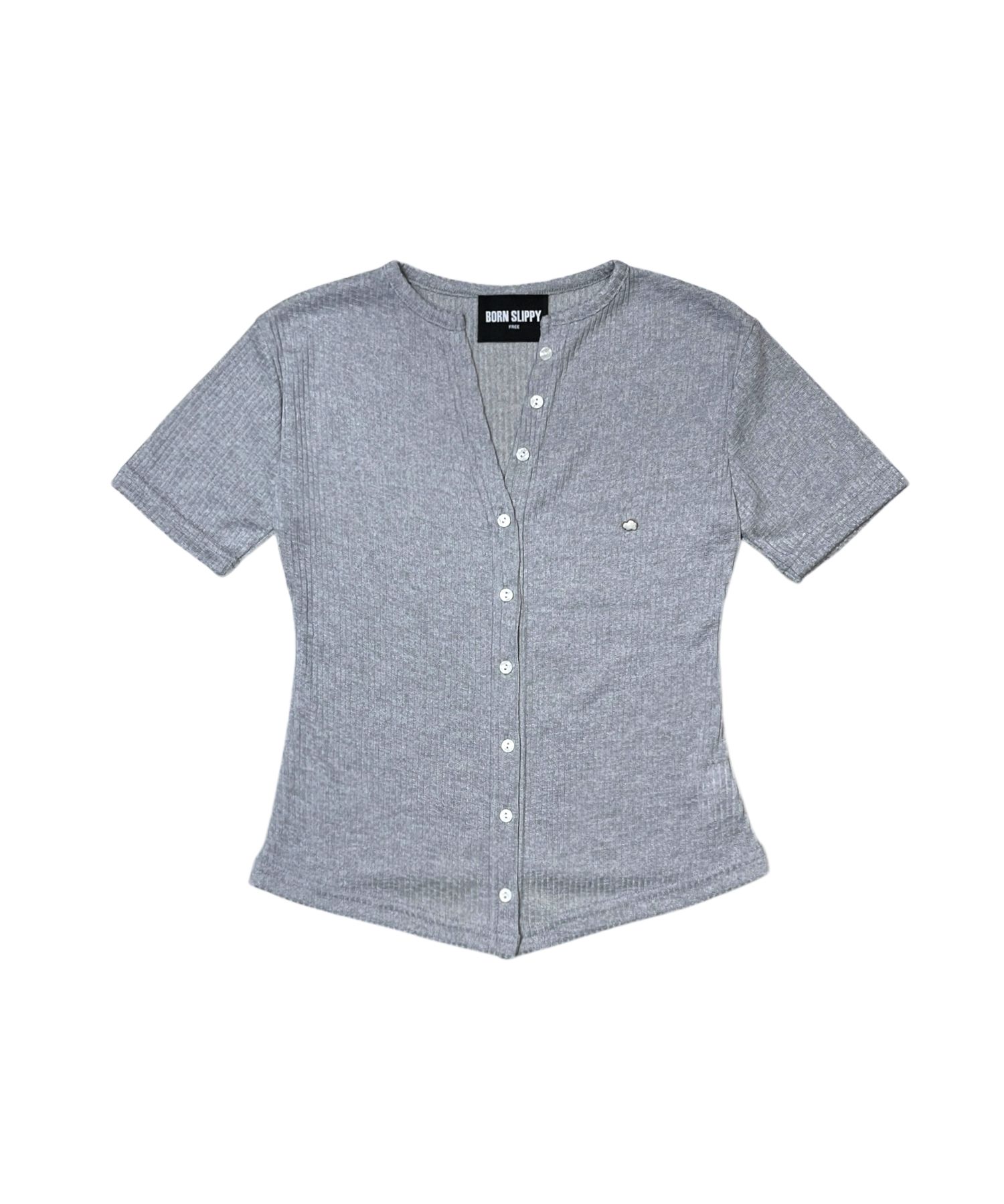 ★BORN SLIPPY★ Cloudy Ribbed ShortSleeve Cardigan Gray MUSINSA | BORN SLIPPY Cloudy Ribbed Short-Sleeve Cardigan (Gray)