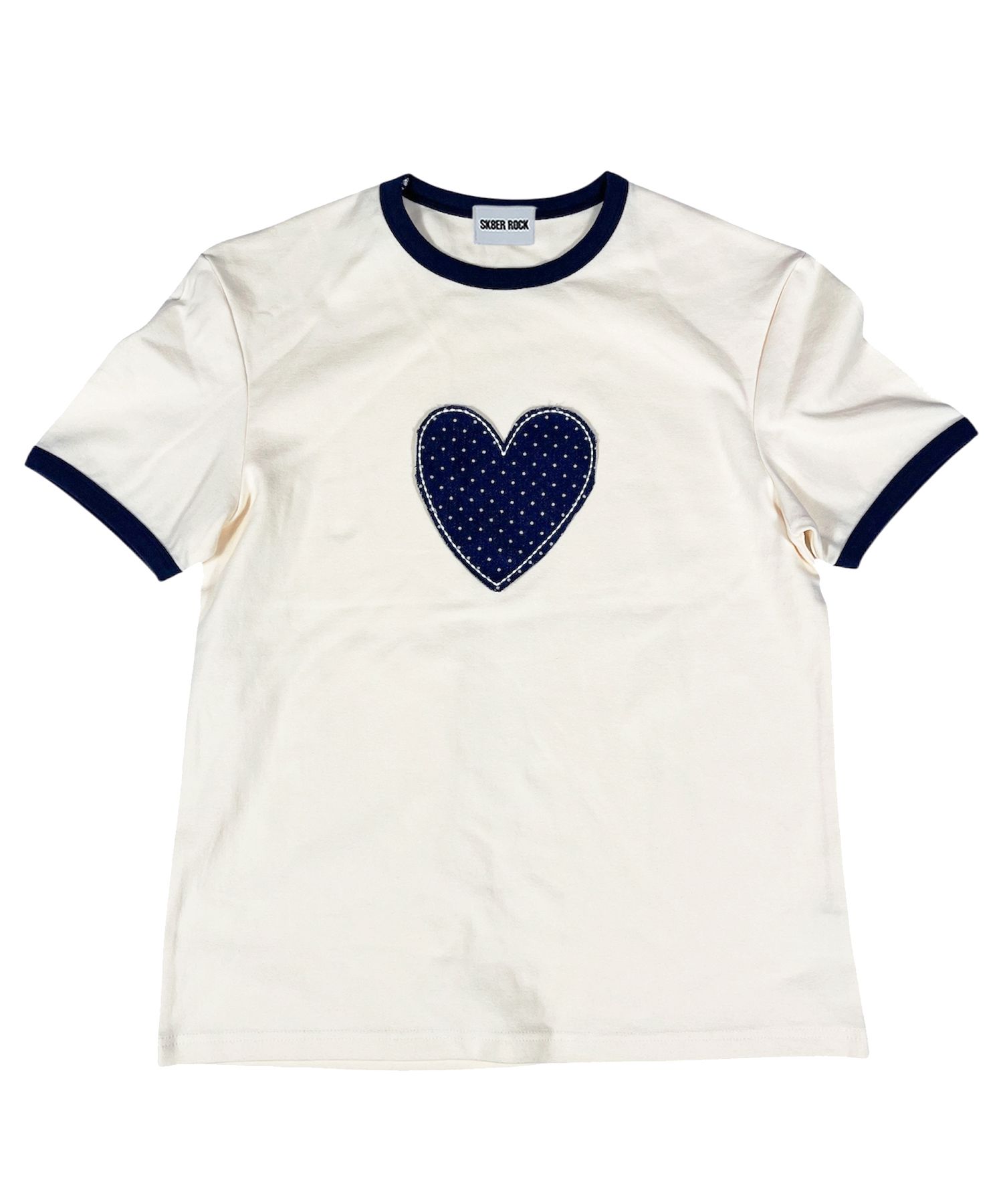 MUSINSA | SK8ER ROCK Heart Ringer T-shirt ((cream*navy))