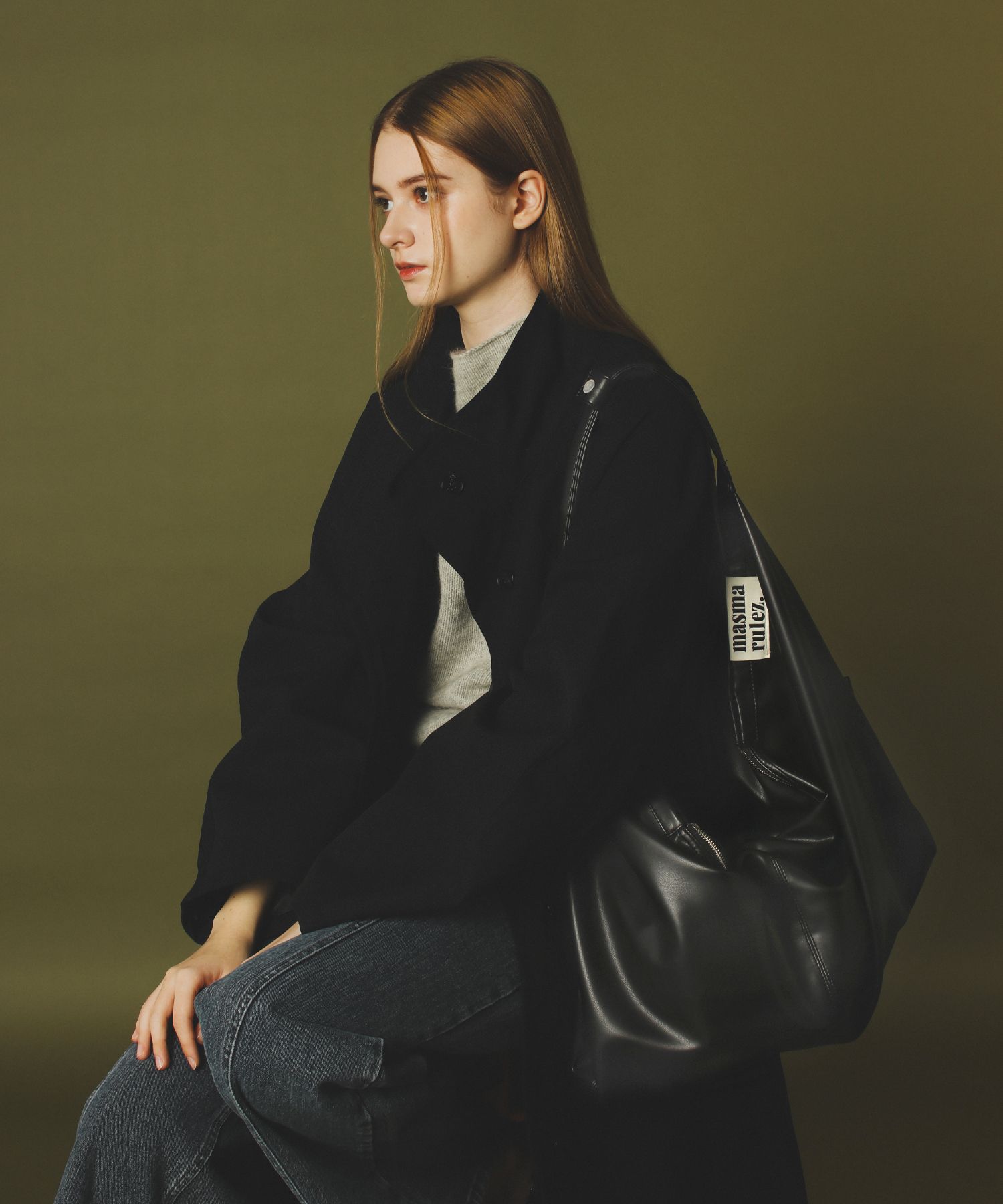 ★masmarulez★ Pouch set Wing leather bag BLACK MUSINSA | MASMARULEZ [INT][POUCH SET] Wing leather bag _ Black