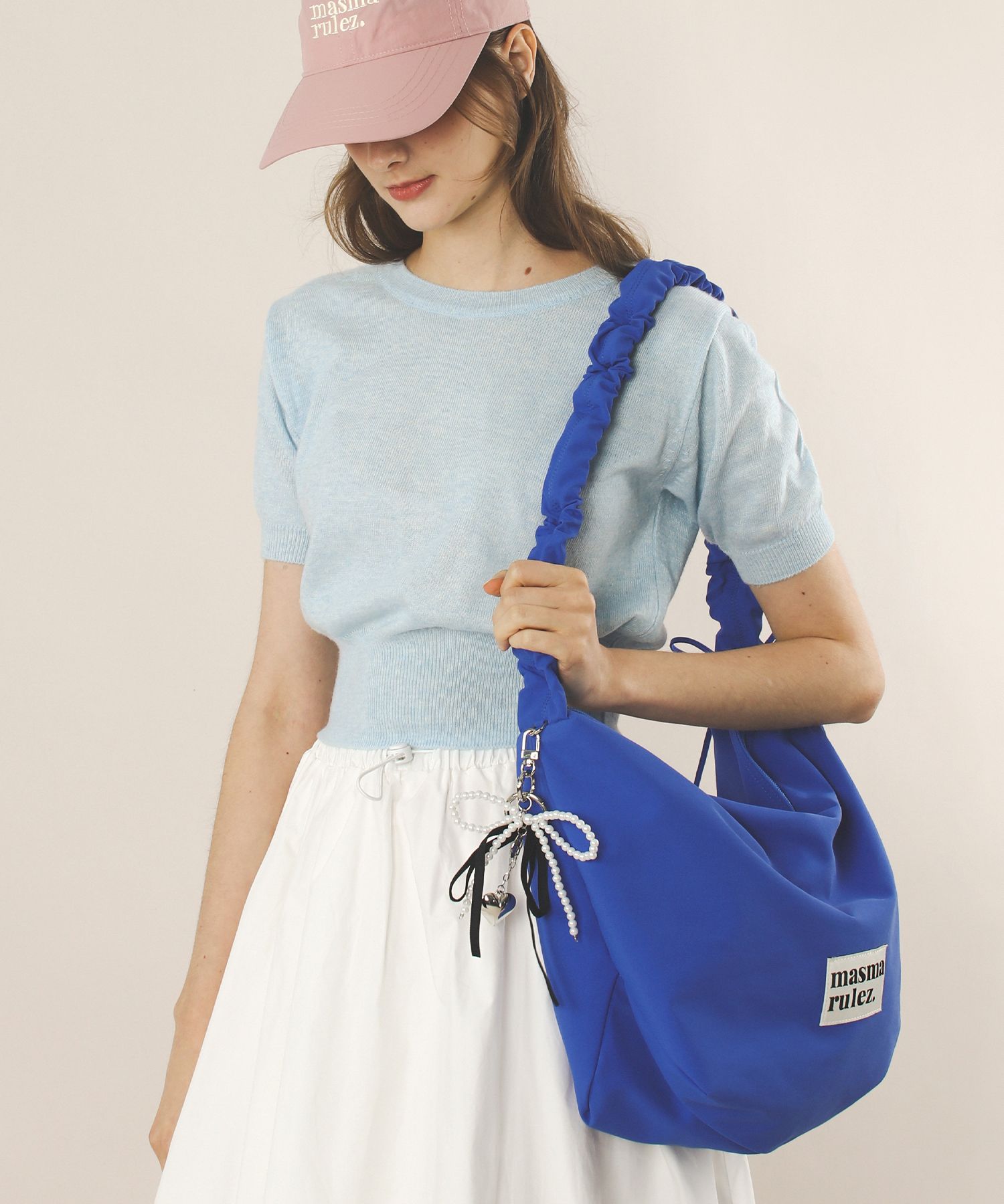 ★masmarulez★ Nylon 2way shirring hobo bag_Light blue MUSINSA | MASMARULEZ [INT] Nylon 2way shirring hobo bag _ Blue