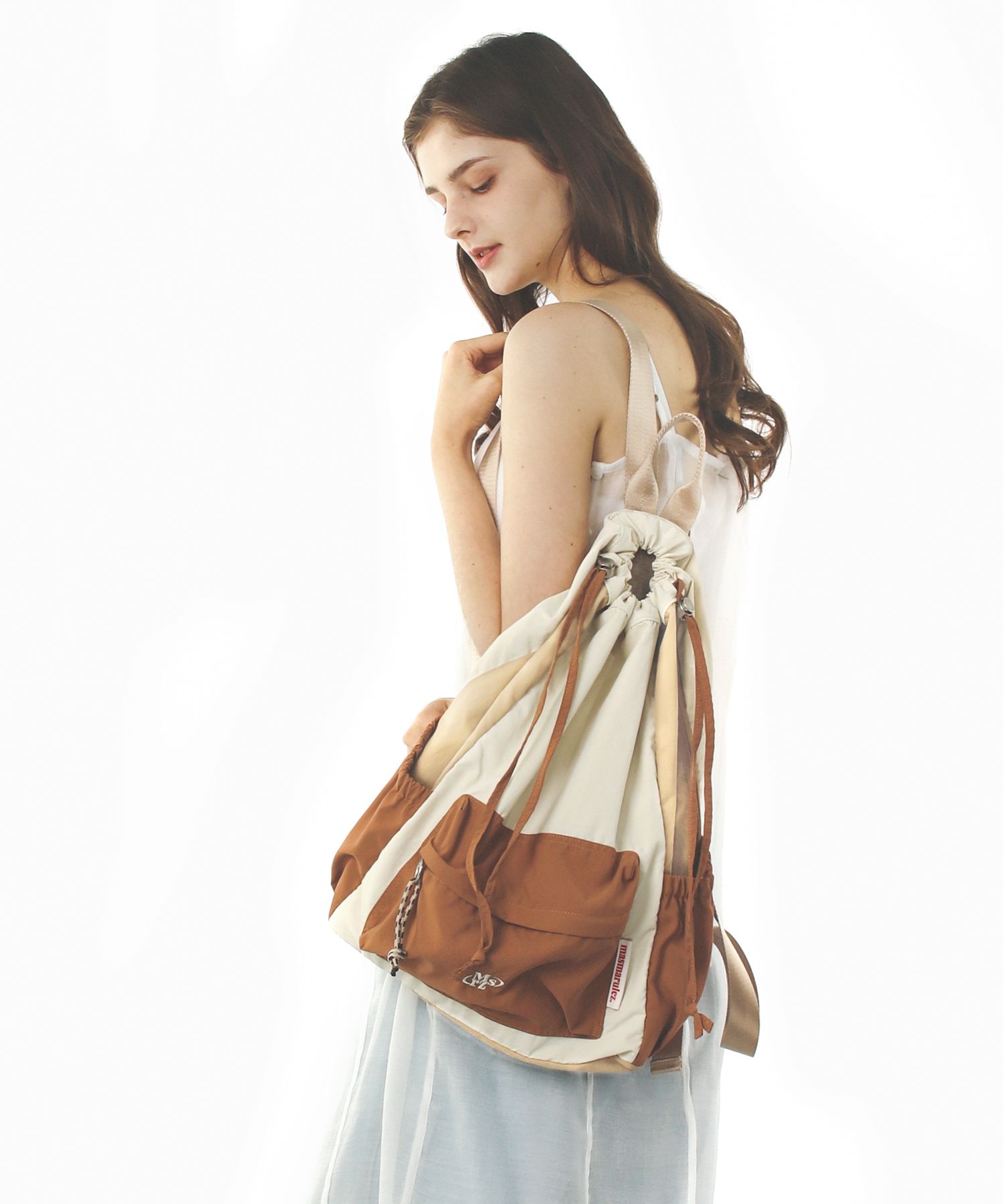 ★masmarulez★ Mixed Easy Draw Backpack Orange Beige MUSINSA | MASMARULEZ [INT] Mixed Easy Draw Backpack _ Orange