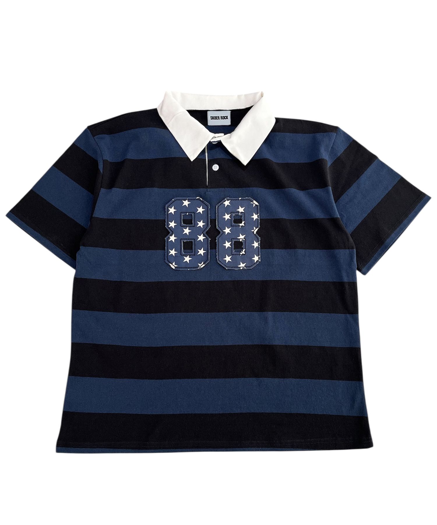 MUSINSA SK8ER ROCK 88 Stripe Rugby Shirt ((d/blue*black))