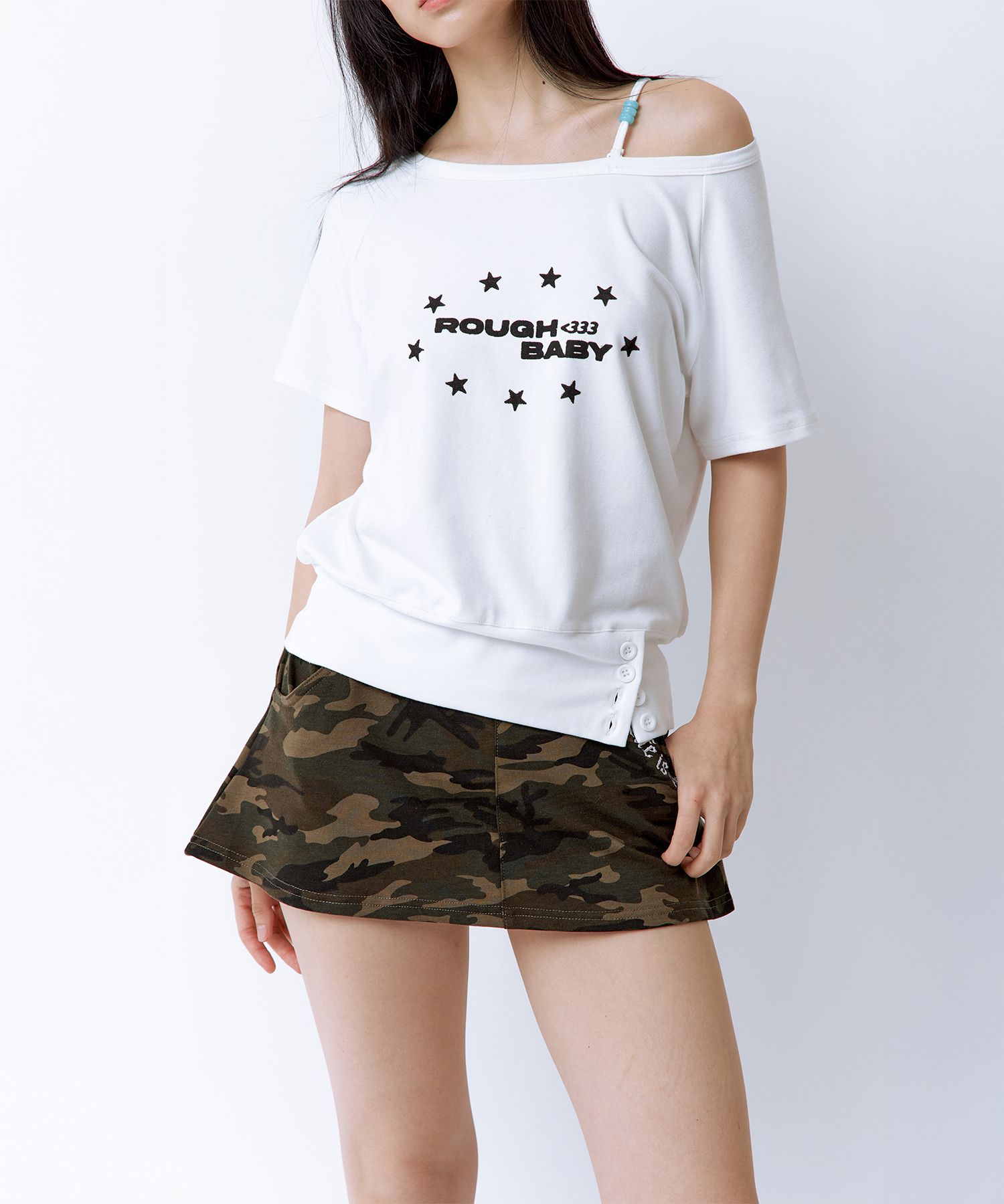 [ROUGHNECK] ROUGH BABY Off-Shoulder Top /追跡付 MUSINSA公式 | ROUGHNECK Rough Baby Off Shoulder Top White