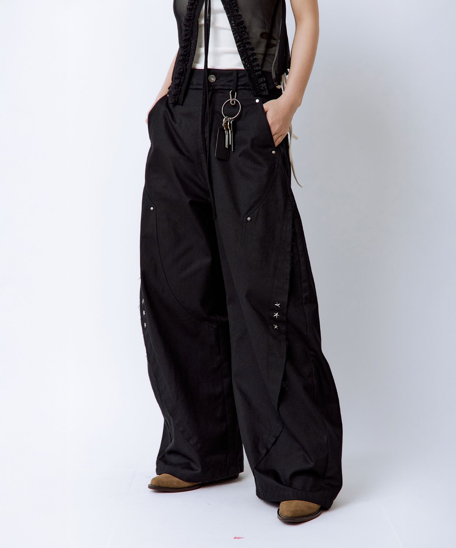 【ROUGHNECK】25ss Destroyed Wide Pants MUSINSA | ROUGHNECK Destroyed Wide Pants Black
