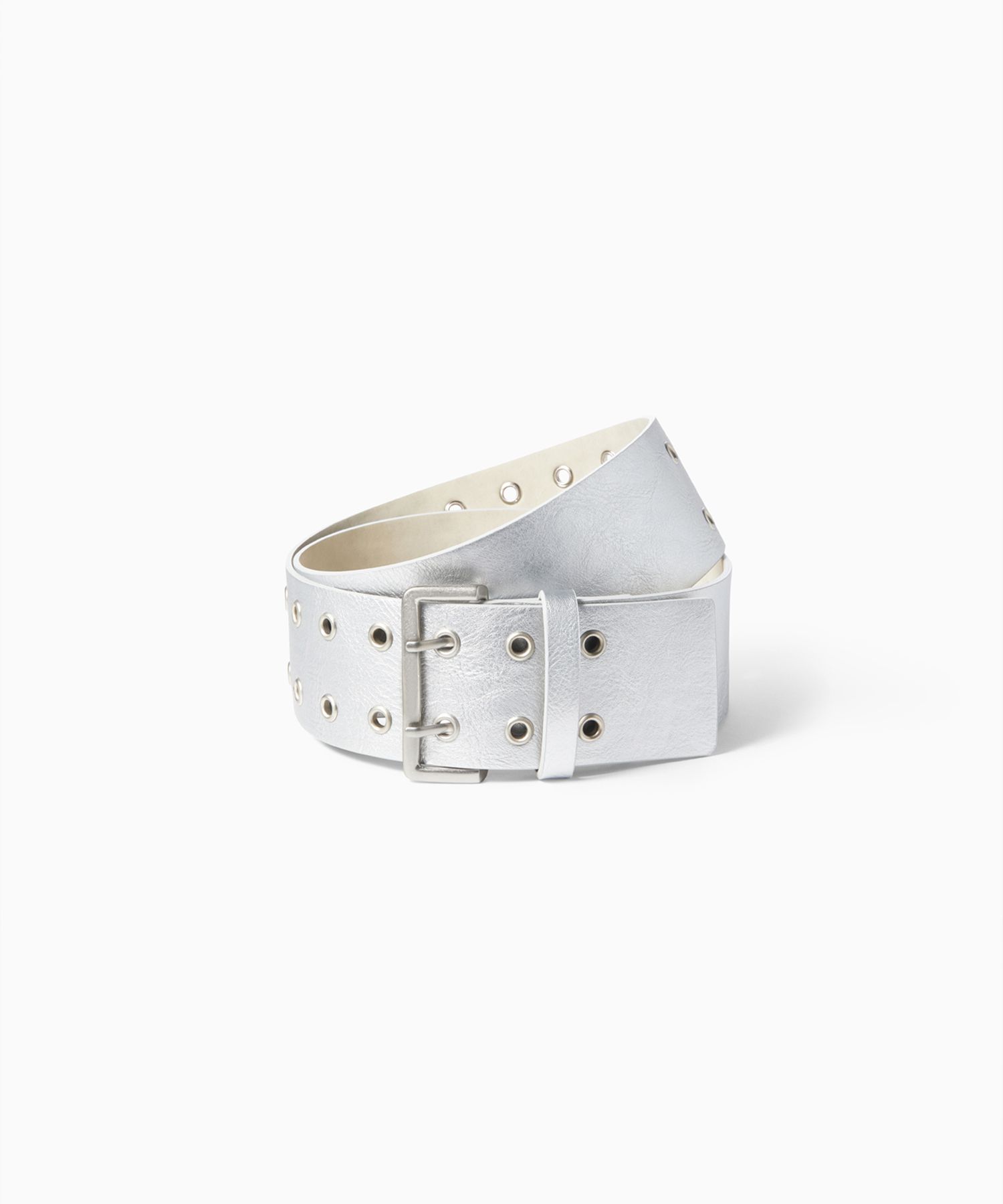 MUSINSA s/e/o EYELET WIDE BELT SILVER