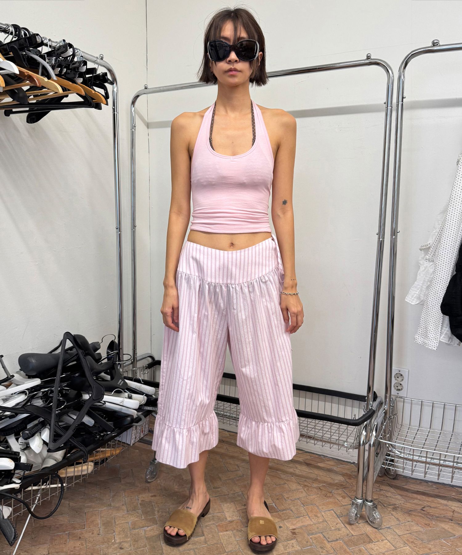 【S/E/O】 WIDE BLOOMER PANTS PINK STRIPE MUSINSA | s/e/o WIDE BLOOMER PANTS PINK STRIPE