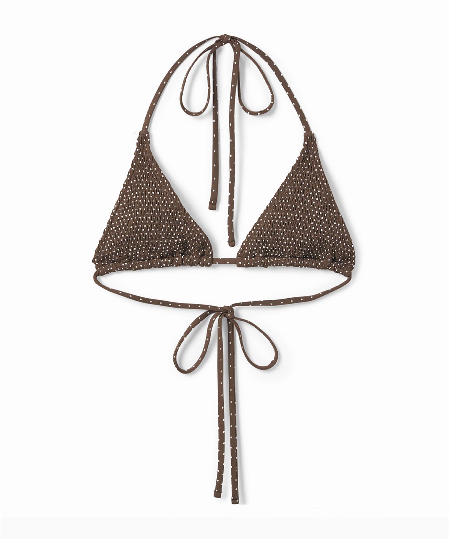 ★s/e/o★ SMOCKED DOT TRIANGLE BIKINI TOP BROWN MUSINSA | s/e/o SMOCKED DOT TRIANGLE BIKINI TOP BROWN