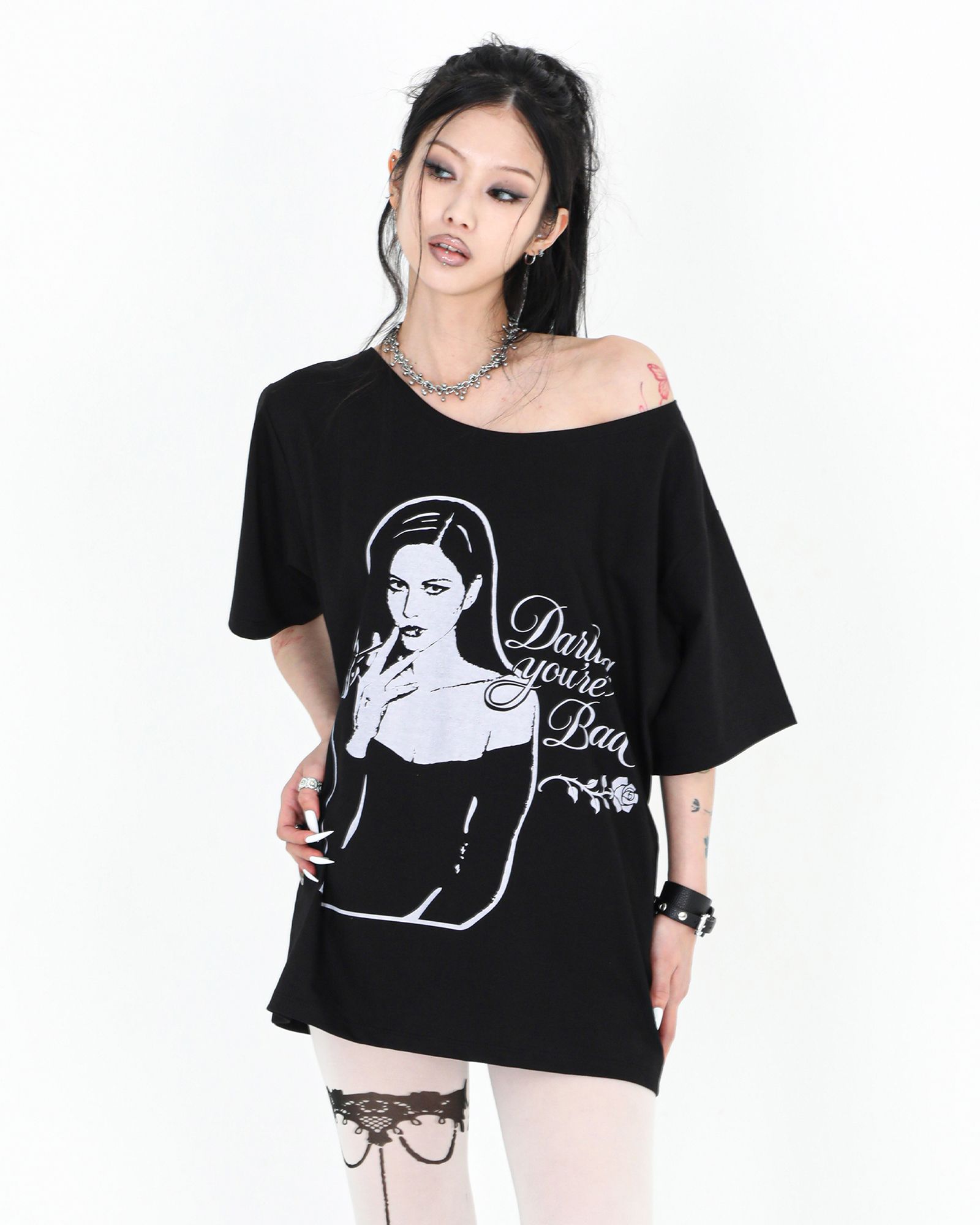 MUSINSA | DARLING, YOU'RE BAD SMOKING ROSE TEE #BLACK