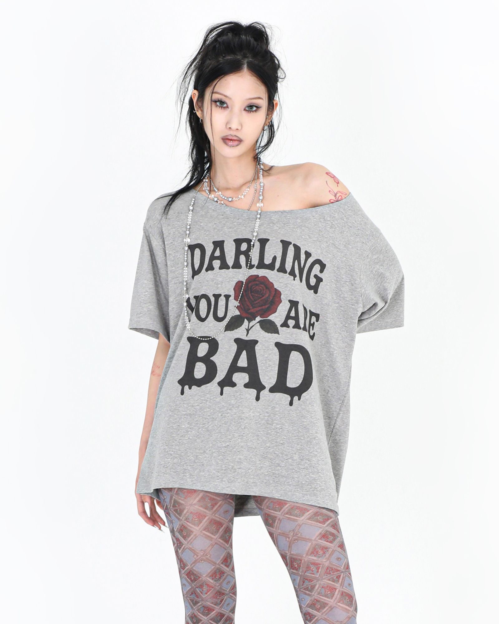 【Darling you're bad】25ss MELTING ROSE TEE MUSINSA | DARLING, YOU'RE BAD MELTING ROSE TEE #GREY