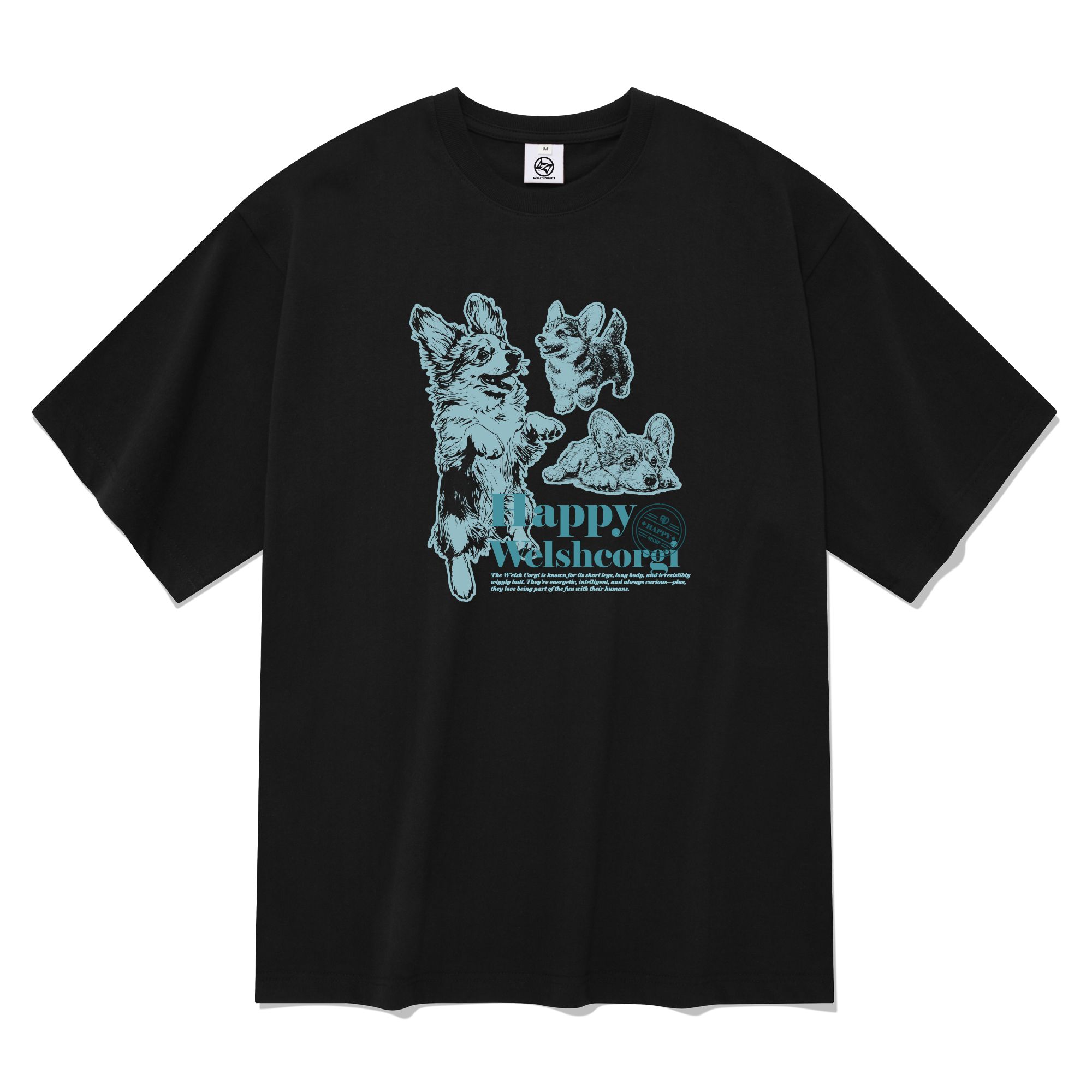 [RADINEO]★25SS★HAPPY WELSH CORGI SHORT SLEEVE T-SHIRT MUSINSA | RADINEO Happy Welsh Corgi Short Sleeve T-Shirt Black