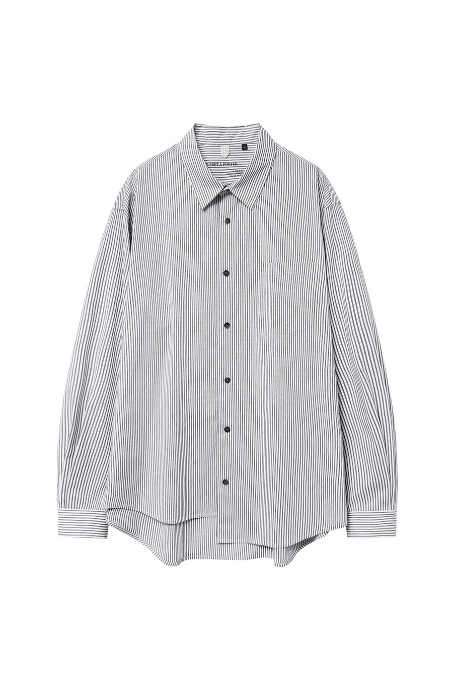 MUSINSA | YOUCHE PRET A PORTER SR ASYM STRIPED SHIRTS White