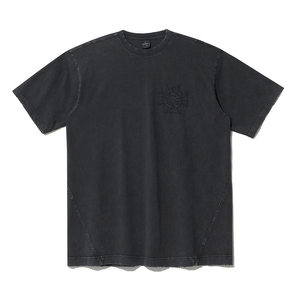 国内で当店のみ Wangxingyu - Washed Gradient Cross Embroidere MUSINSA | WANGGWAN Etched Cross Washed T-Shirt (Black)