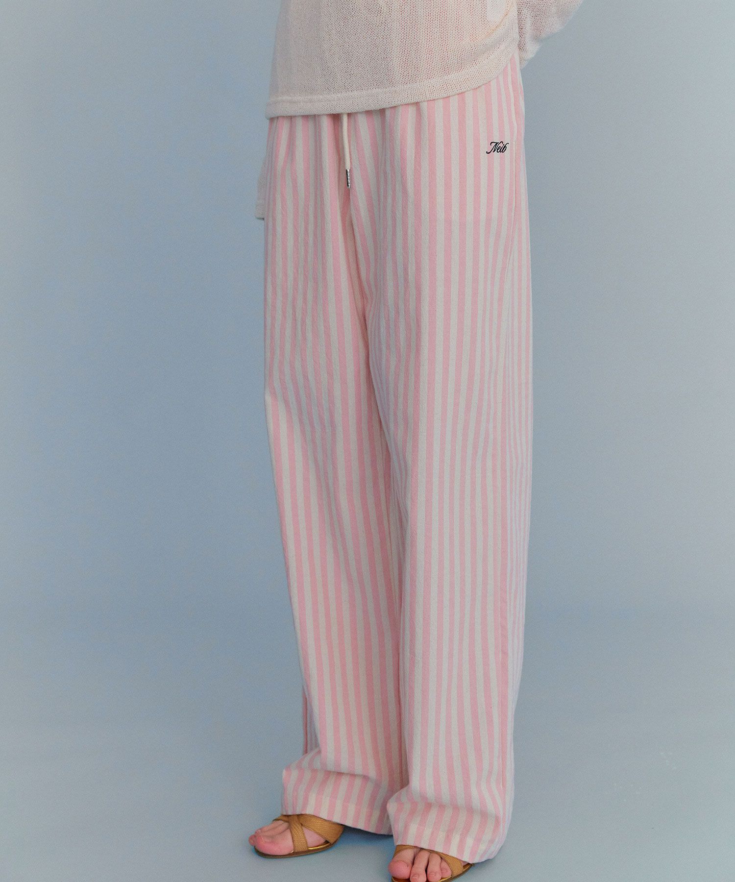 スラックス Never Linen Banding Pants (4color) MUSINSA | NEIB Striped Linen Banding Pants (Pink)