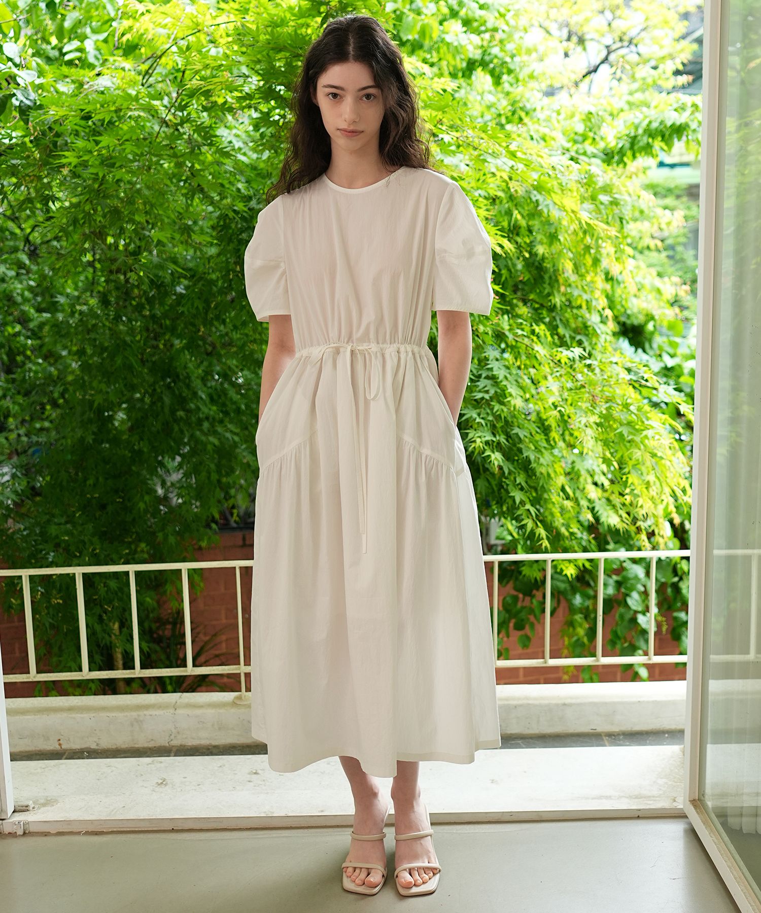 MUSINSA | P/A Shirring String Dress / White