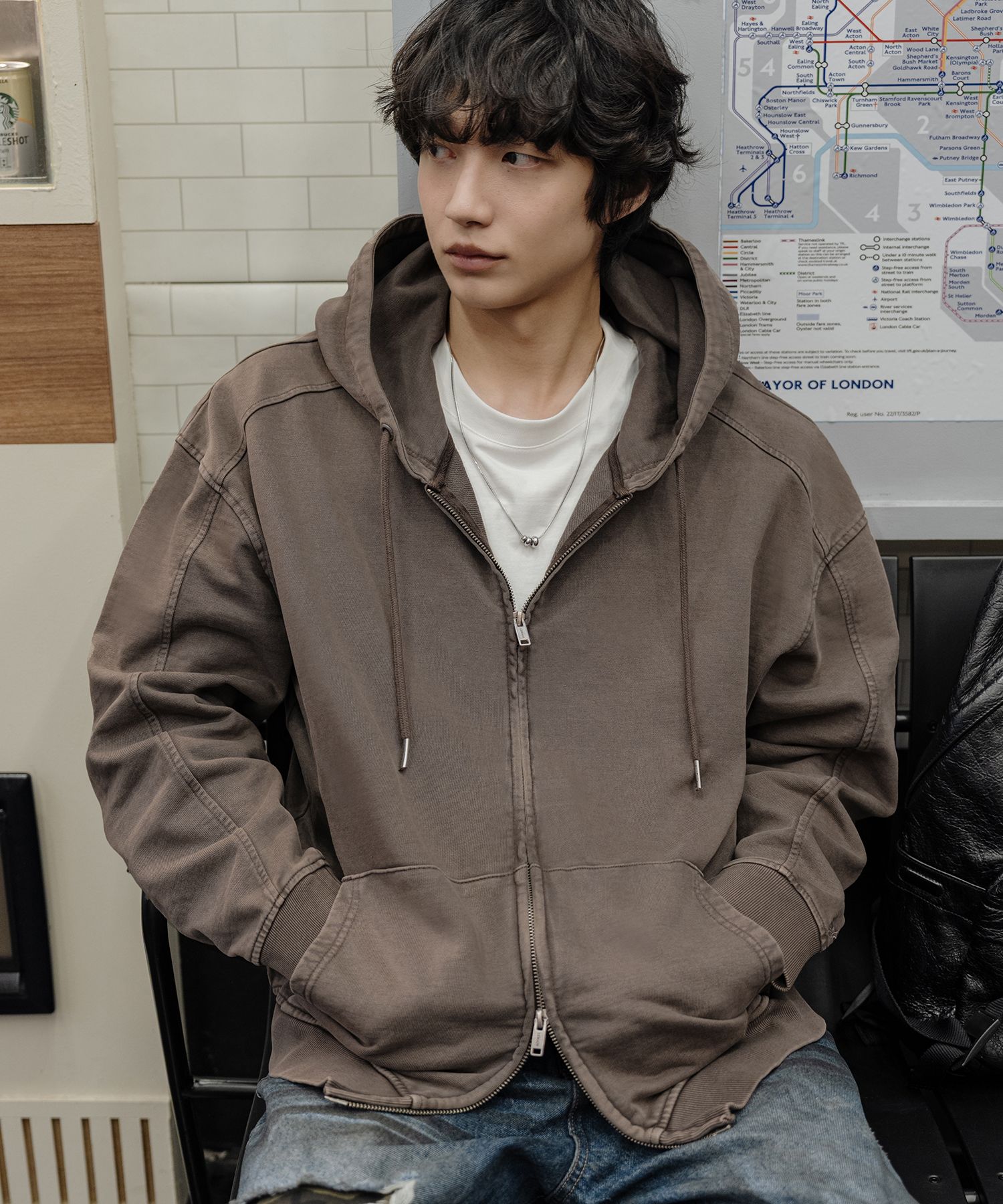 MUSINSA | LEMAIN SECOND Vintage Pigment 2WAY Oversized Hoodie Zip
