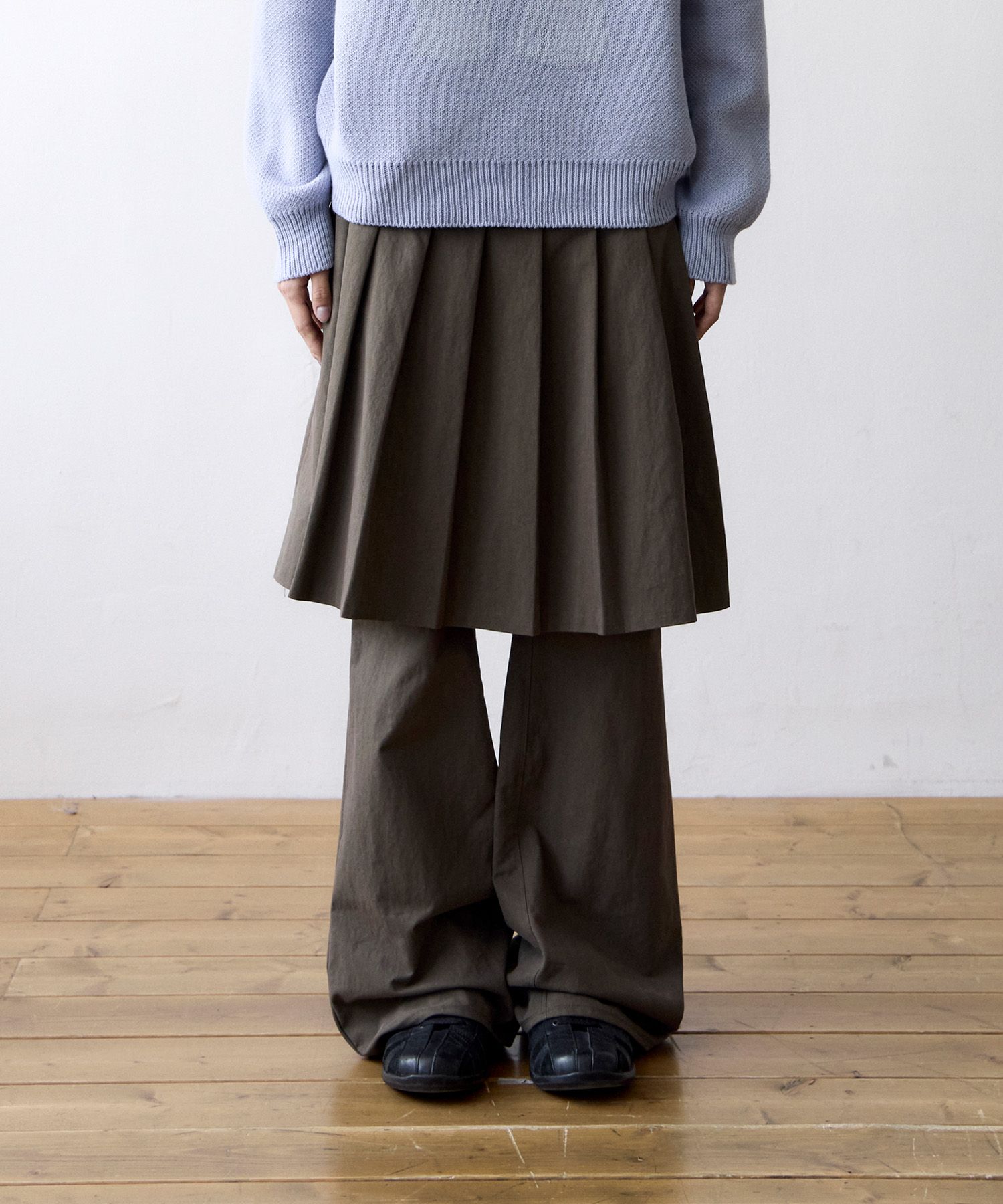 MUSINSA公式 | THE COLDEST MOMENT TCM skirt layered pants (brown)