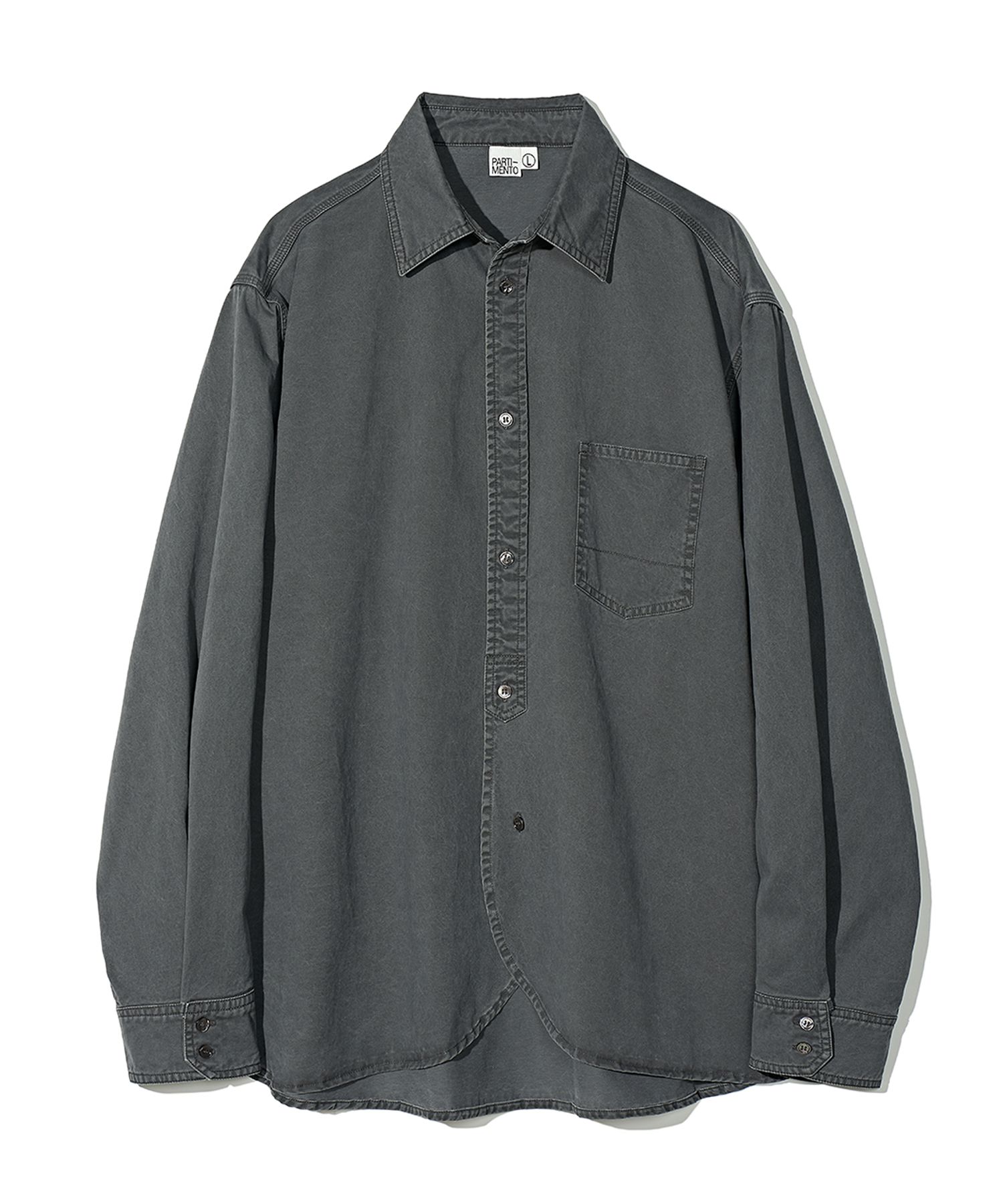 MUSINSA | PARTIMENTO Round VTG Washed Shirt Charcoal