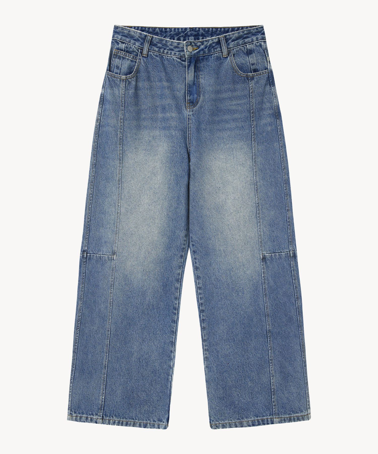 MUSINSA | VTWO Vintage Washed Curved Denim Pants (BLUE)