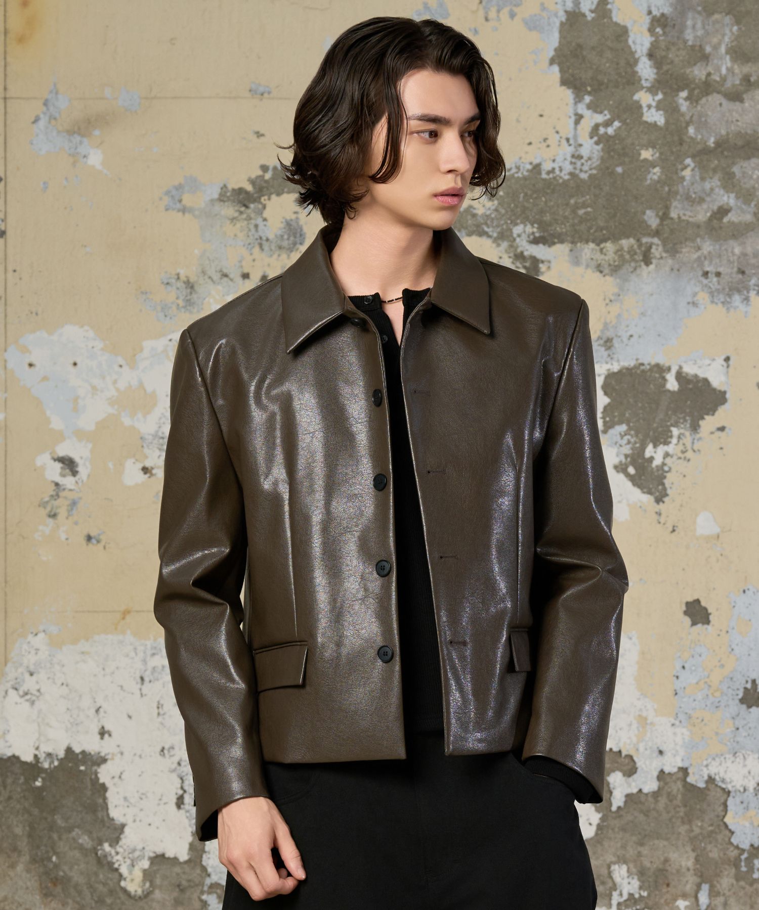 MUSINSA公式 | HYOJI 25 FW マッカラ クロップジャケット_レザー