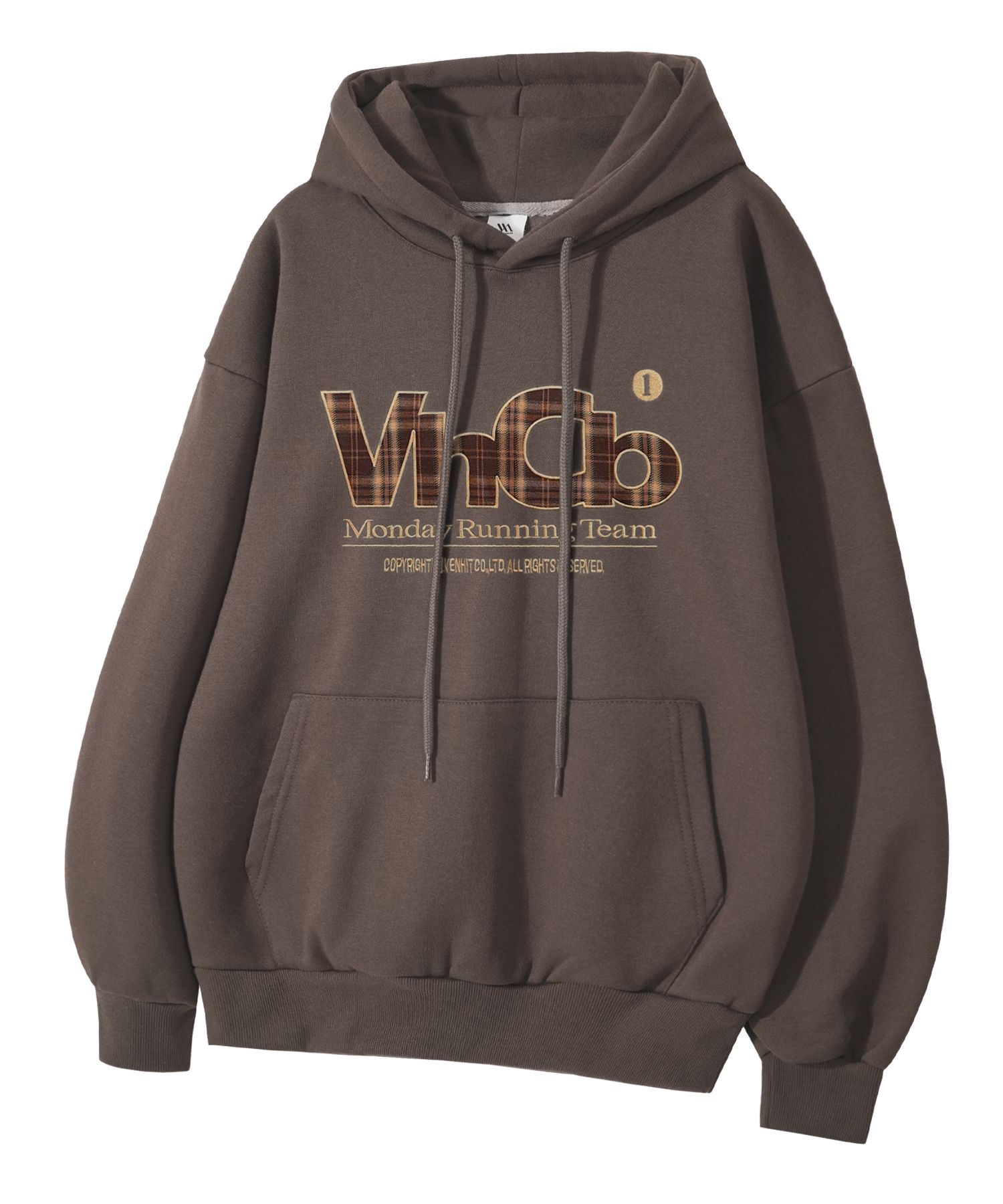 MUSINSA公式 | VENHIT MRT Check Applique Hoodie_Moccasin