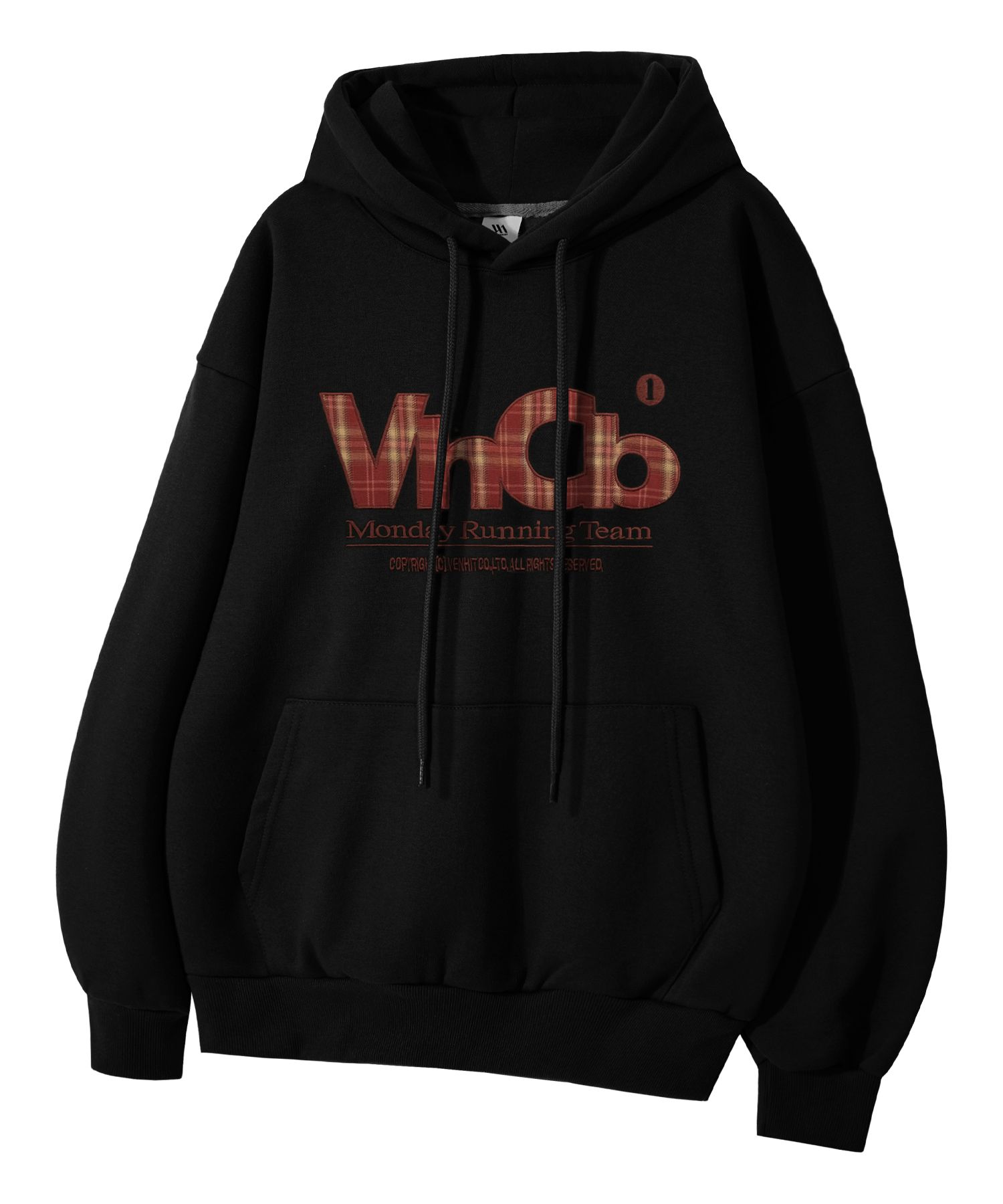 MUSINSA公式 | VENHIT MRTチェックアプリケフードパーカー_ブラック