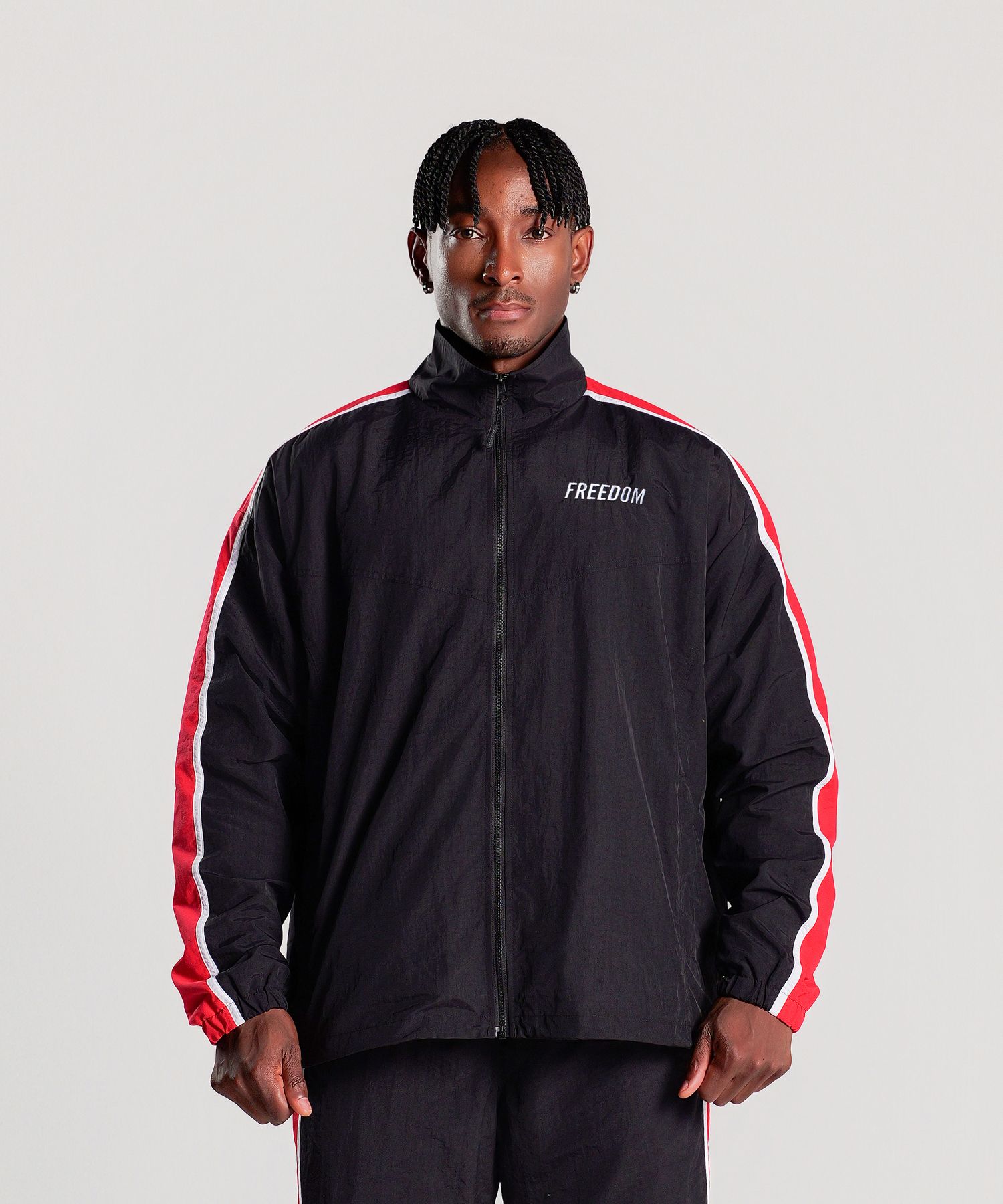 LOUDMOUTH SEVEN² セットアップ　M ブラック/レッド MUSINSA公式 | FREEDOM サイドラインウインドブレーカージャケット