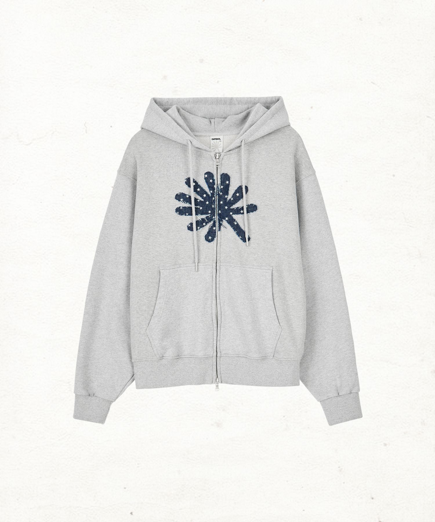 DANDEL DD symbol applique hoodie zip-up GREY