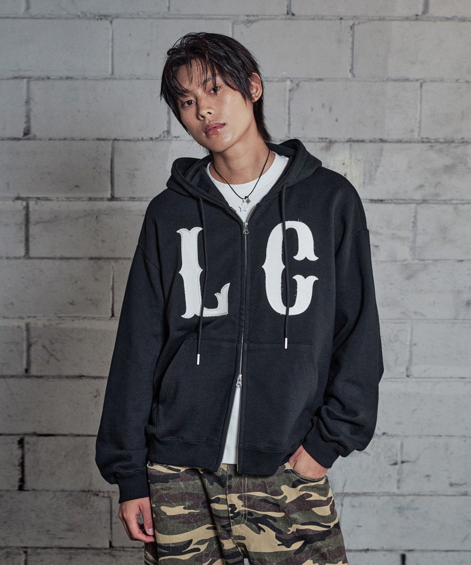 munsingwear 黒 ジップアップフードジャケット LL MUSINSA公式 | LOSERS CLUB エルシーロゴアプリケツーウェイフード