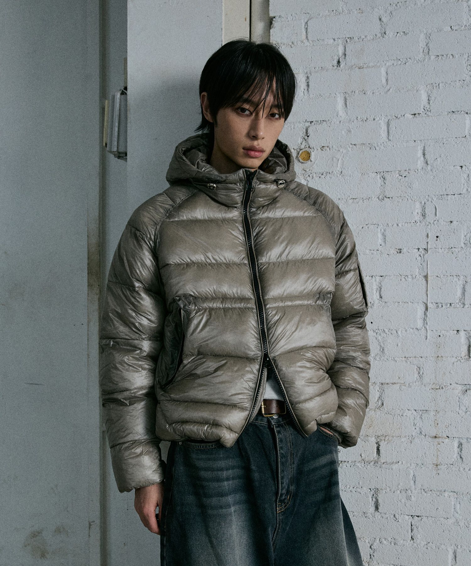 MUSINSA公式 | P.IN.O シースルーキルティングフード軽量ダウン