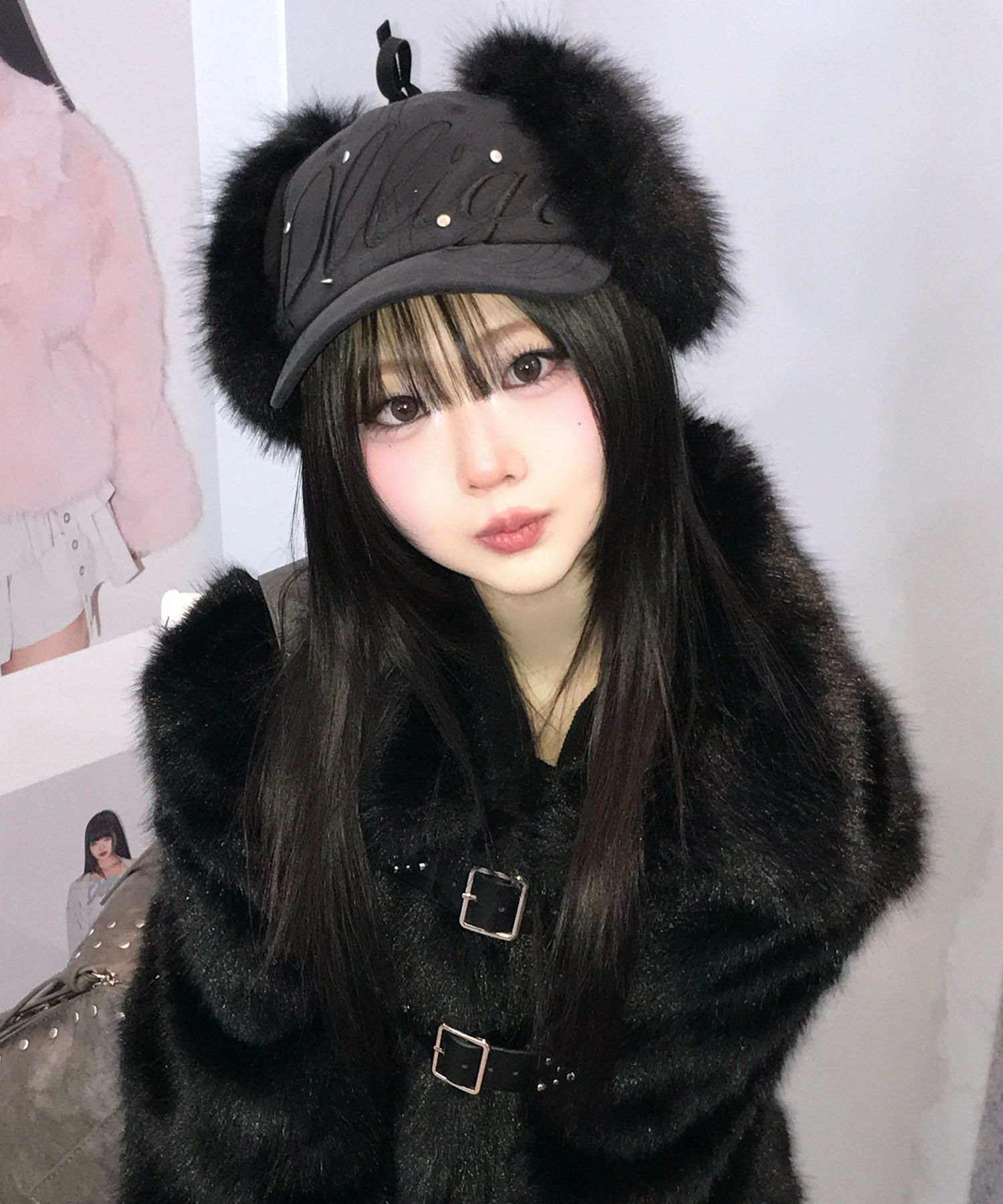 MUSINSA公式 | ILLIGO フラッフィーイヤーフラップキャップブラック