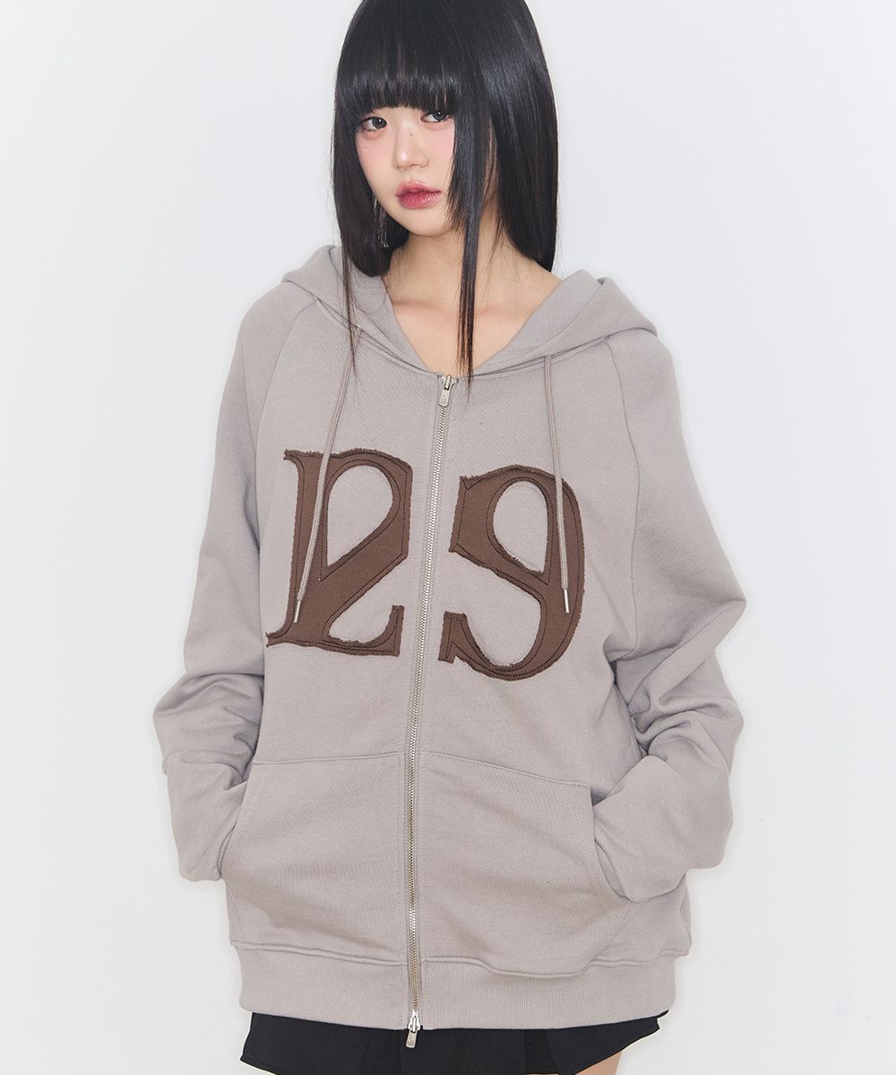 MUSINSA | ILLIGO 129 Logo Patch Hooded Zip-Up Light Beige