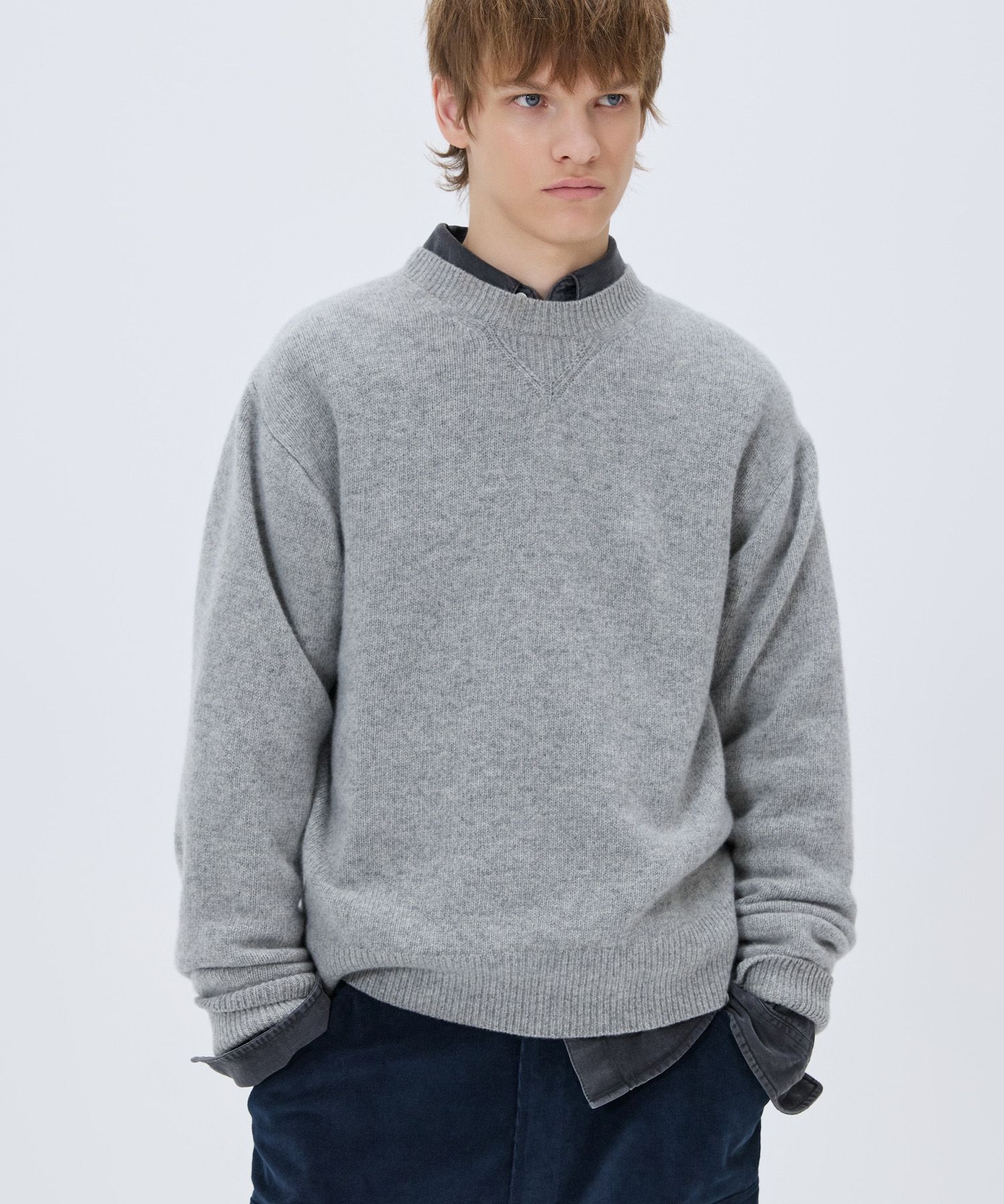 MUSINSA公式 | NOHANT ESSENTIAL CASHMERE KNIT SWEATER GRAY