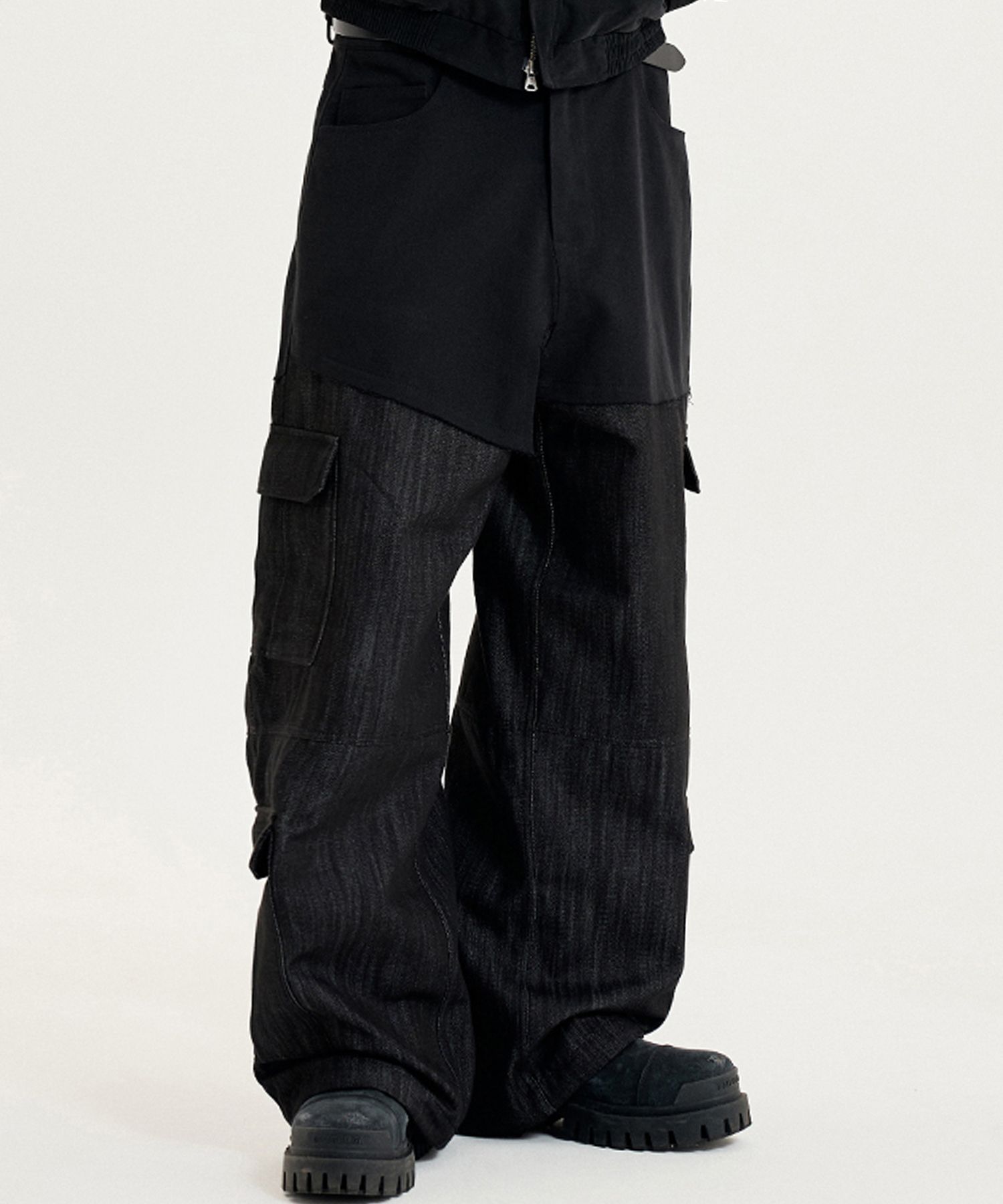 MUSINSA | THEN OUR Double Layered Cargo Pants (Black)