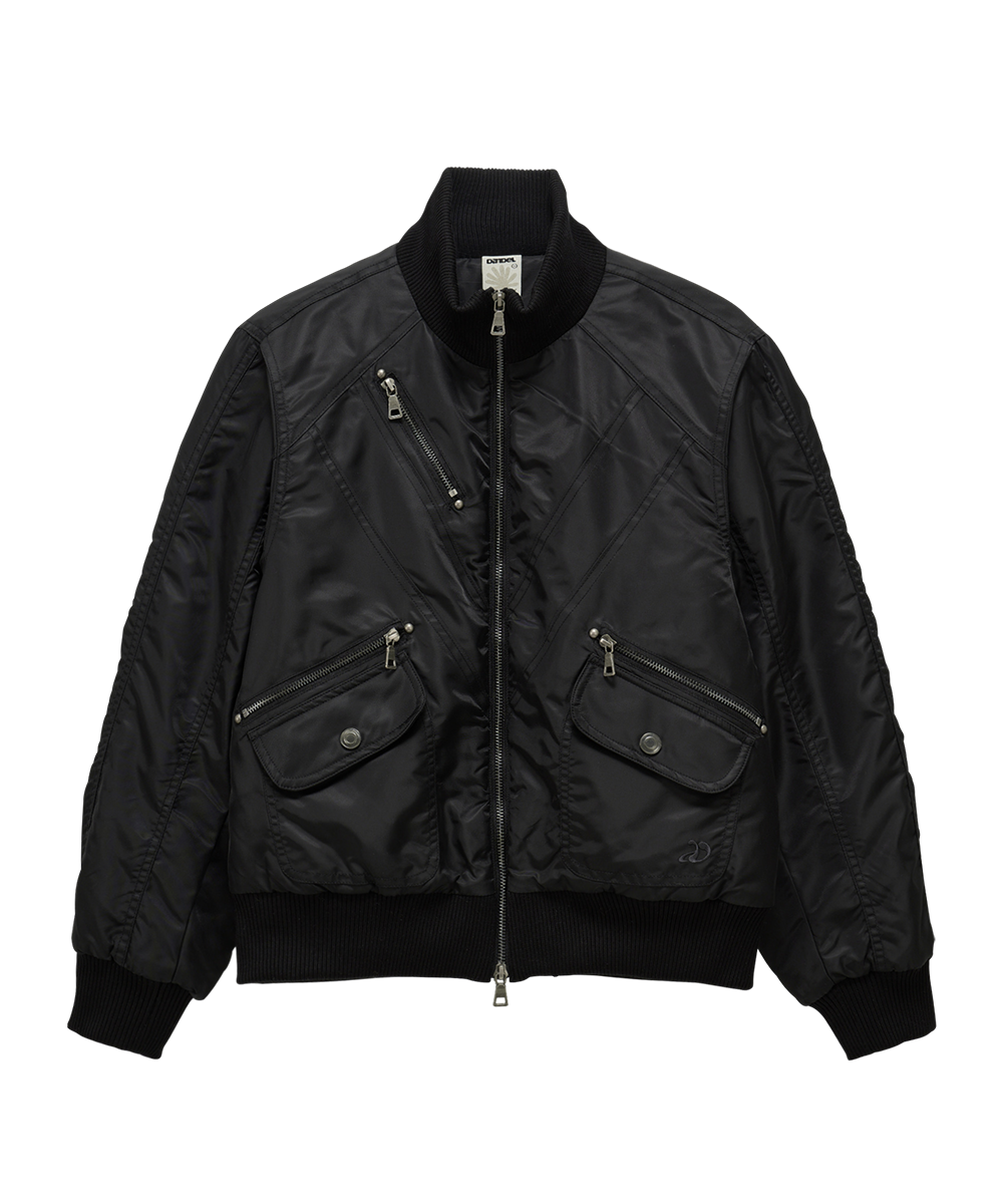 MUSINSA公式 | DANDEL DD cropped studded MA-1 jacket (BLACK)