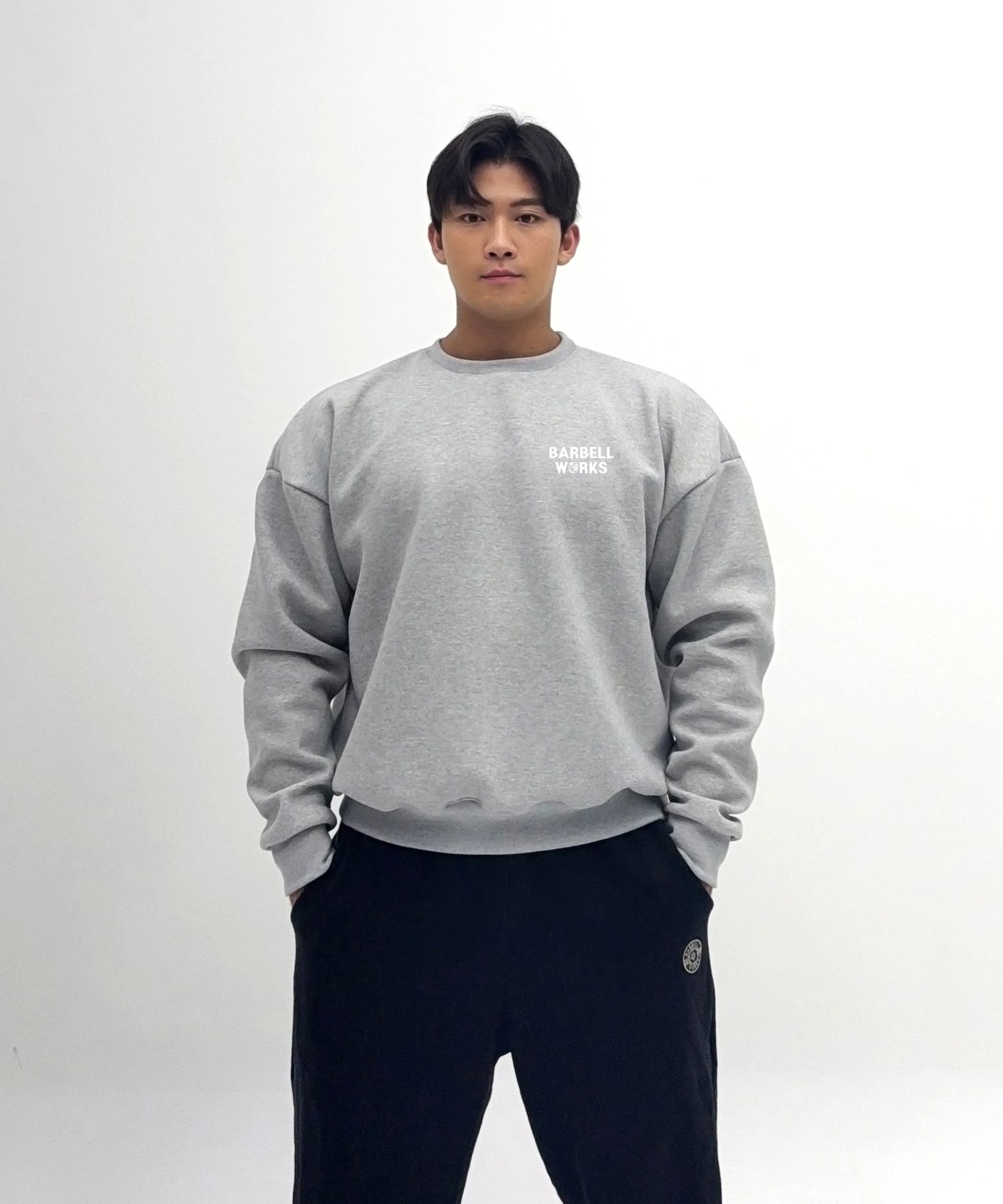 MUSINSA公式 | BARBELLWORKS レタリングヘビーコットン二重生地スウェット
