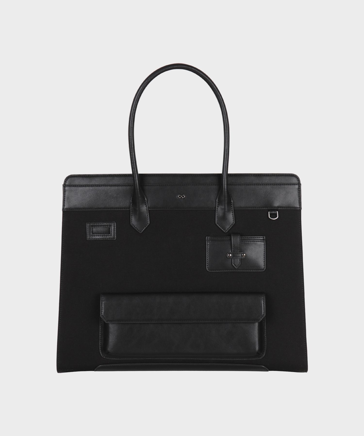 MUSINSA | MERGO Chaosplit Leather Canvas Tote Bag [Black]