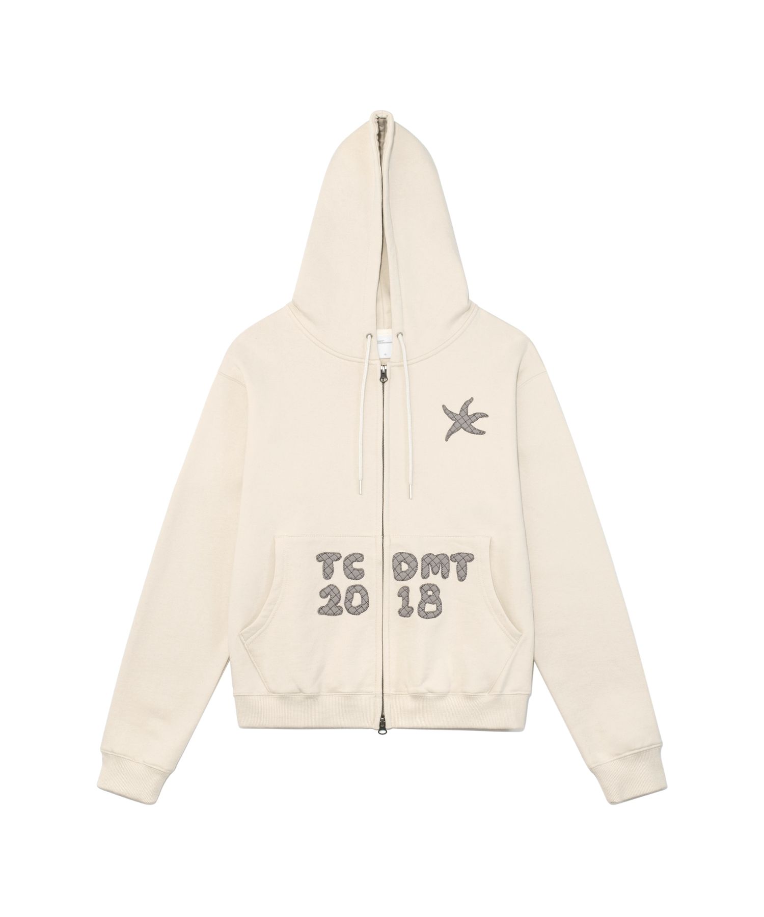MUSINSA | THE COLDEST MOMENT TCM logo applique hooded zip-up (oatmeal)
