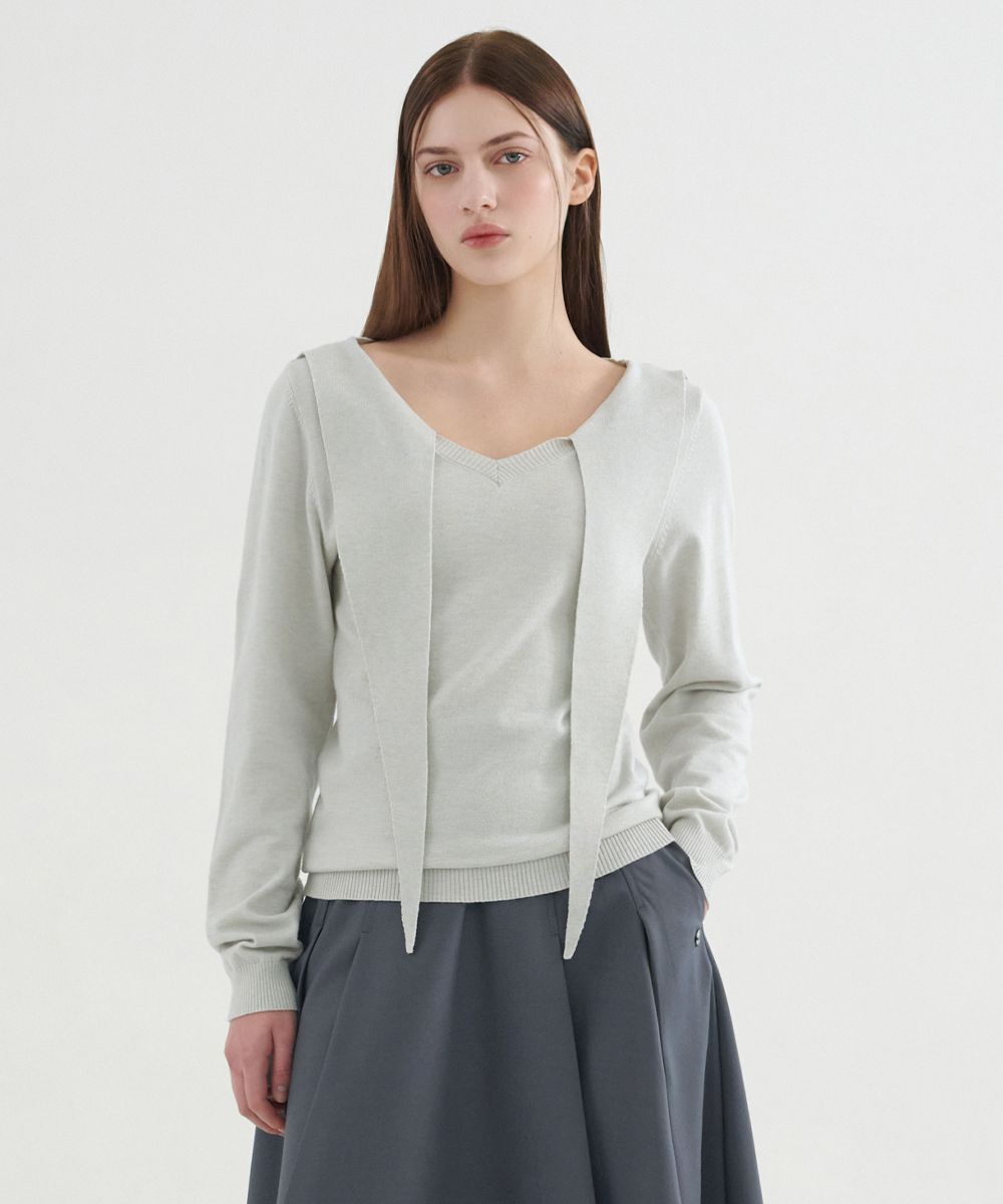 MUSINSA | MICANE Nox Tie-V Neck Knit