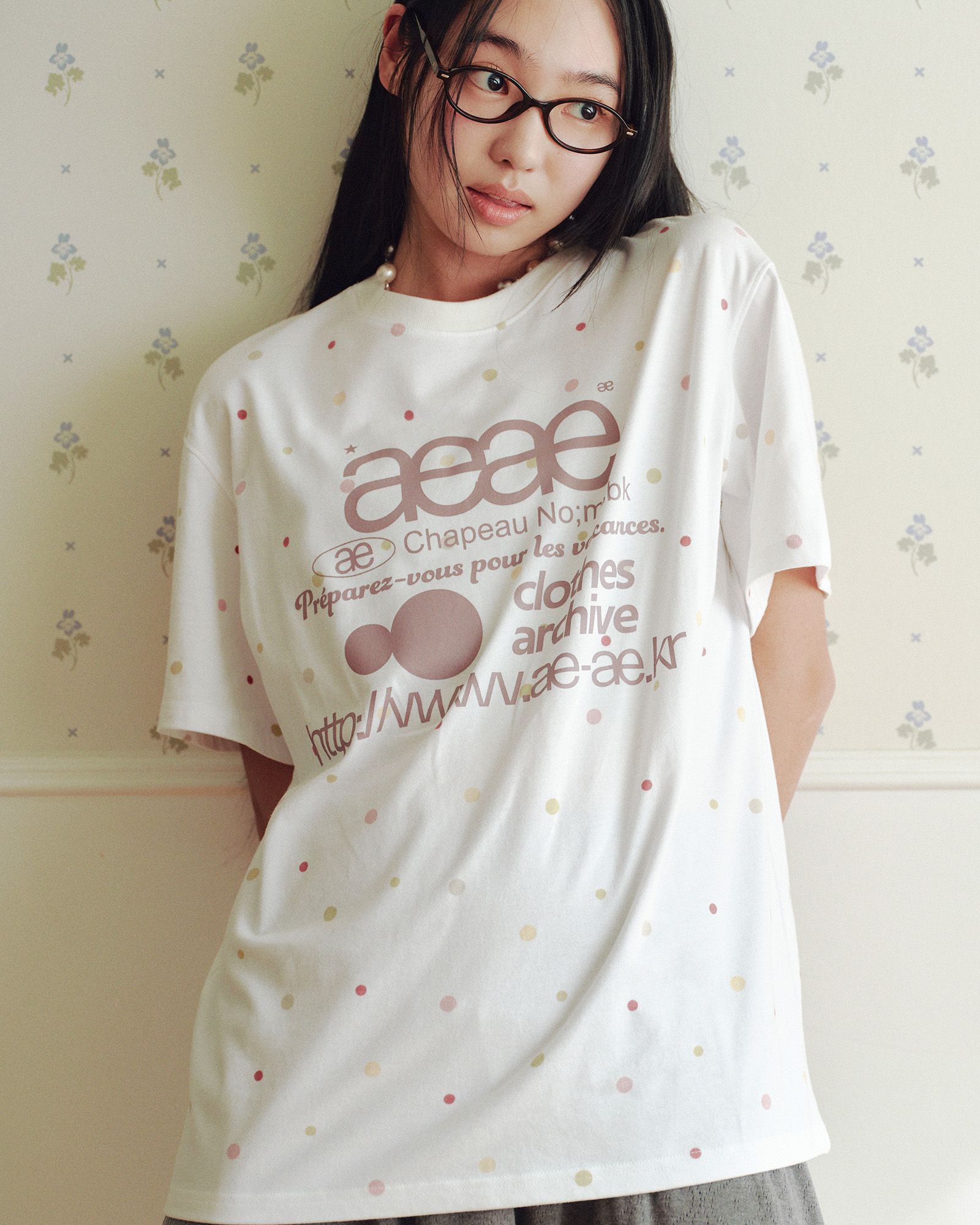 aeae ドット Tシャツ MUSINSA公式 | AEAE WEB LOGO COLOR DOT T-SHIRTS [WHITE]