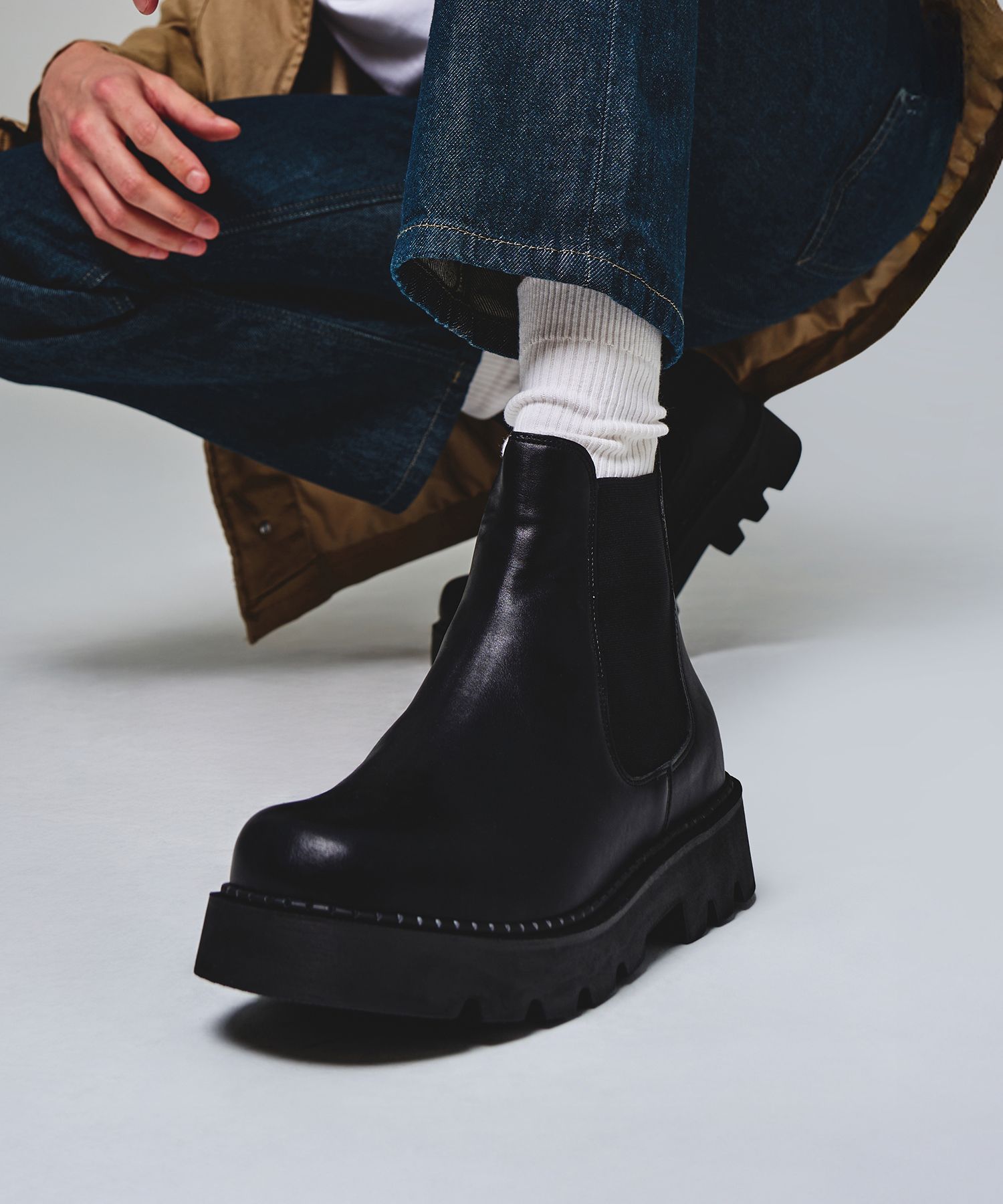 MUSINSA CLAYONG 7cm Square Toe Chunky Sole Chelsea Boots Warren