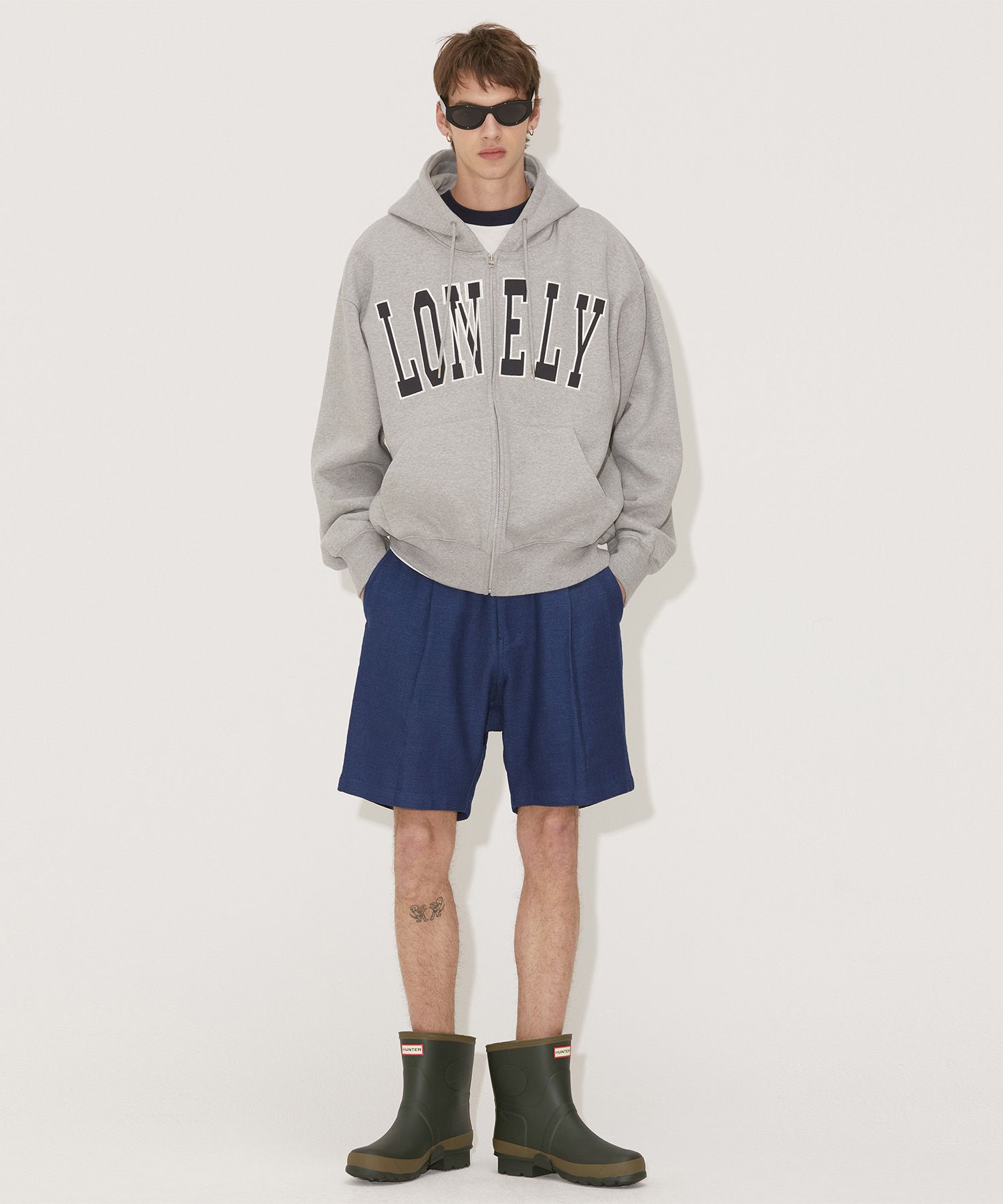 MUSINSA公式 | NOHANT LONELY/LOVELY FLUFF HOODIE ZIP-UP GRAY NAVY