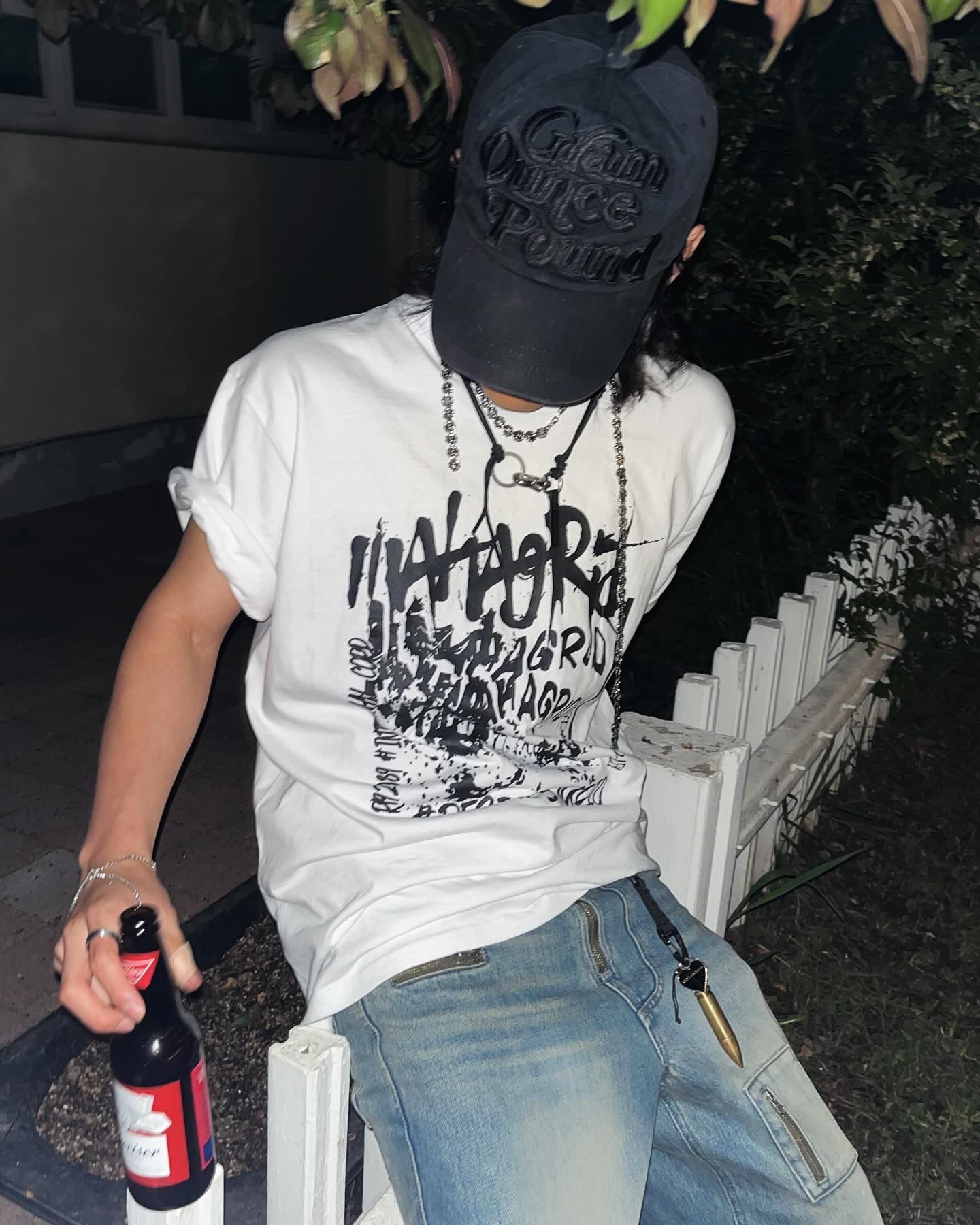 【mahagrid】23SS★ OVERLAP TEE AFTERIMAGE TEE[KHAKI] - MAHAGRID