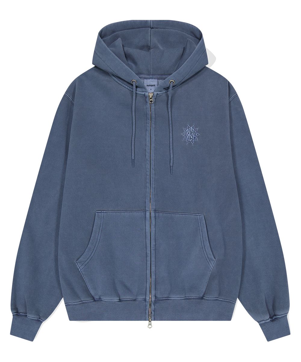 MUSINSA公式 | MAHAGRID SUN LOGO PIGMENT ZIP UP HOODIE NAVY