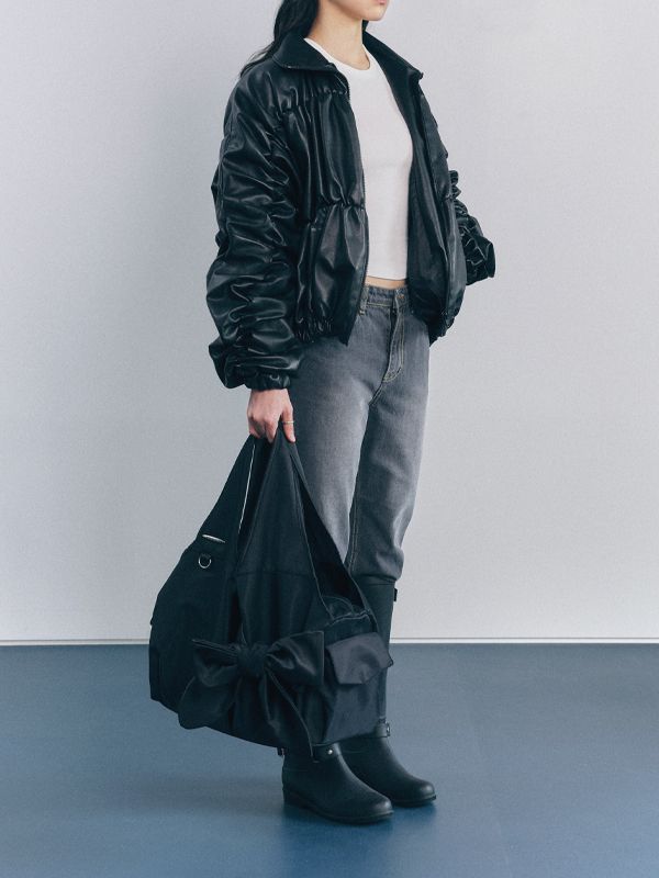 MUSINSA | SIWEOL107 [Nylon] Bow Shoulder Bag (Black)