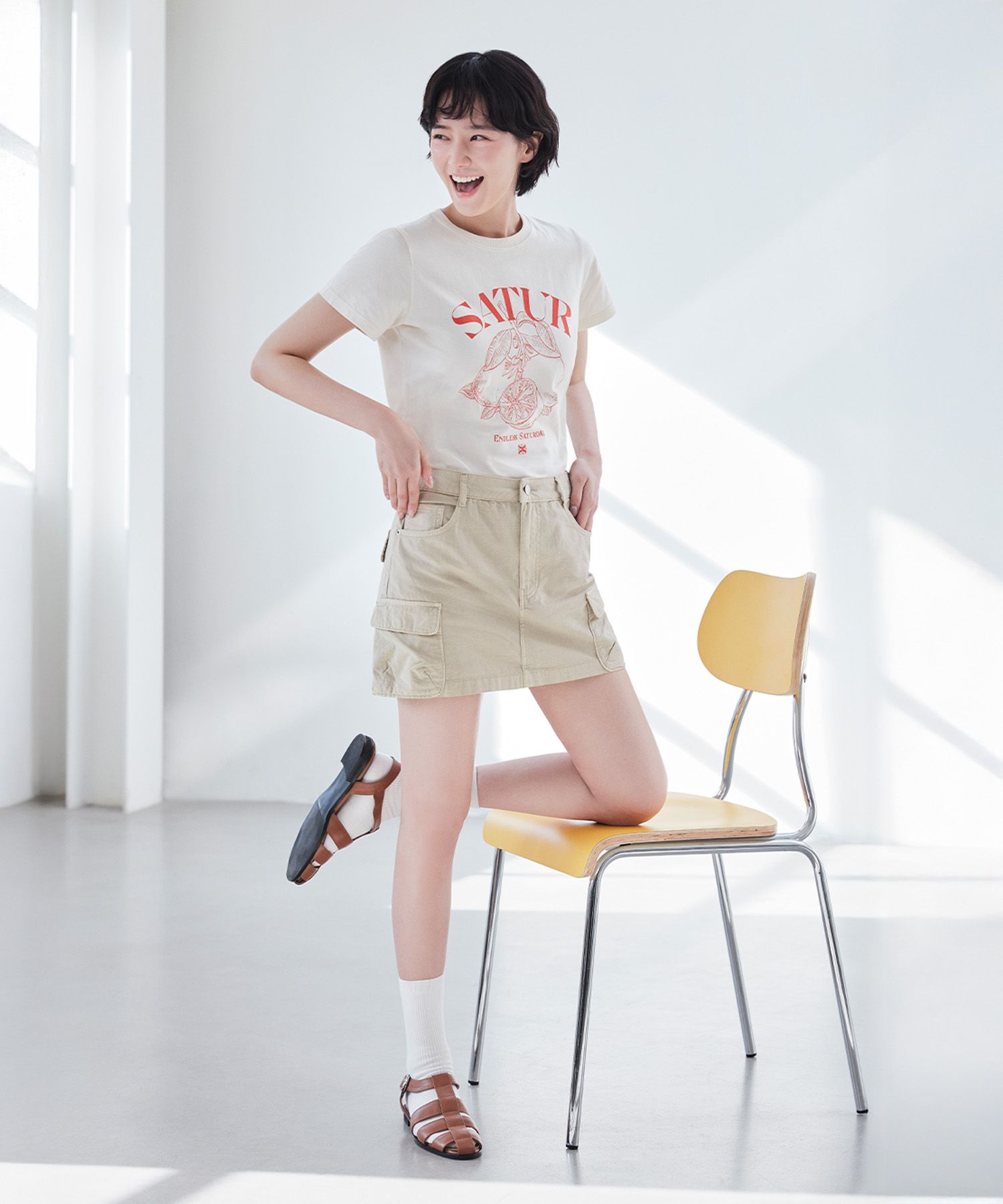 【SATUR】★人気★シトロン サマー グラフィック 半袖 Tシャツ ☆韓国の人気☆【SATUR】☆Citron Summer Graphic T-Shir.t