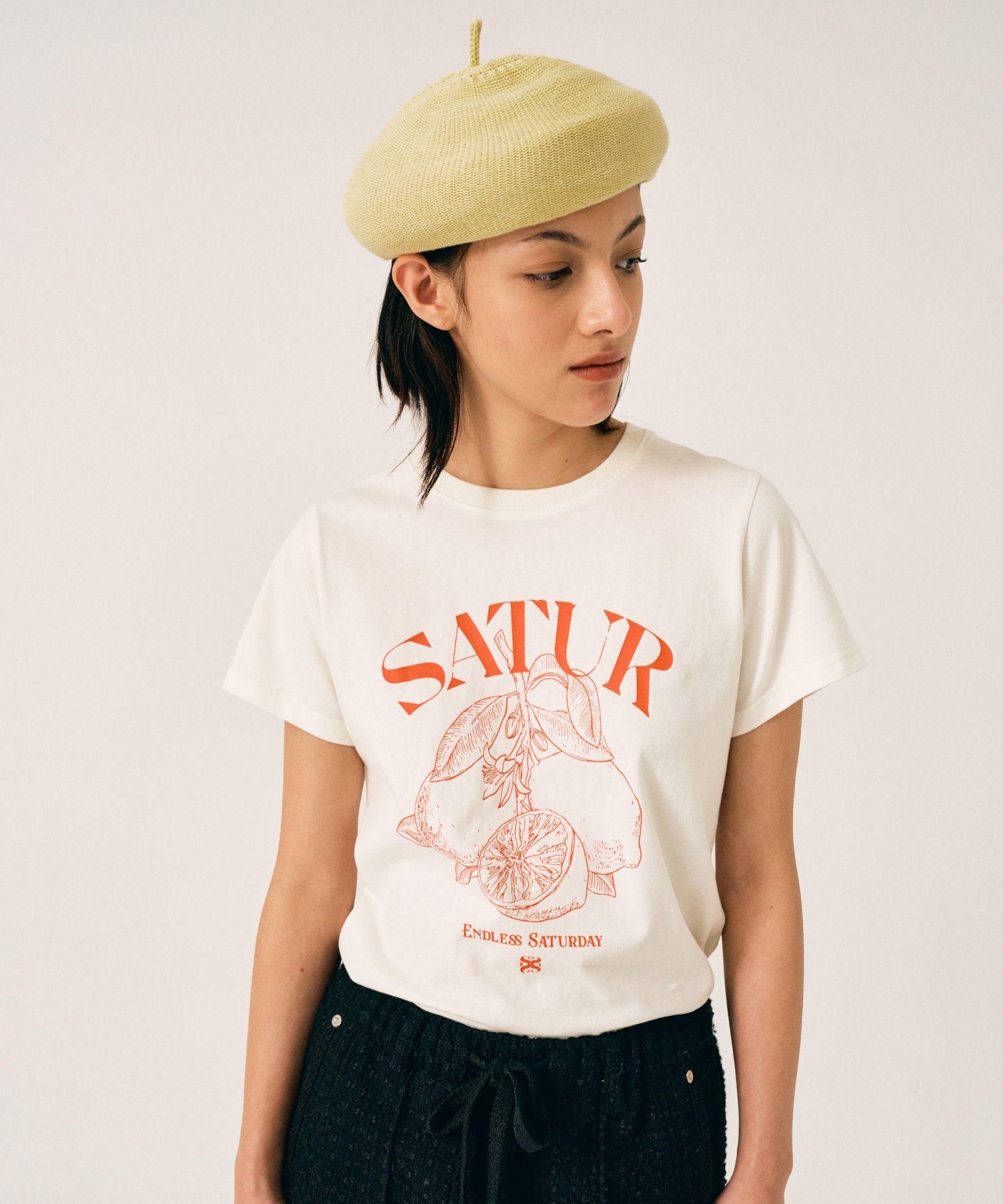 【SATUR】★人気★シトロン サマー グラフィック 半袖 Tシャツ ☆韓国の人気☆【SATUR】☆Citron Summer Graphic T-Shir.t