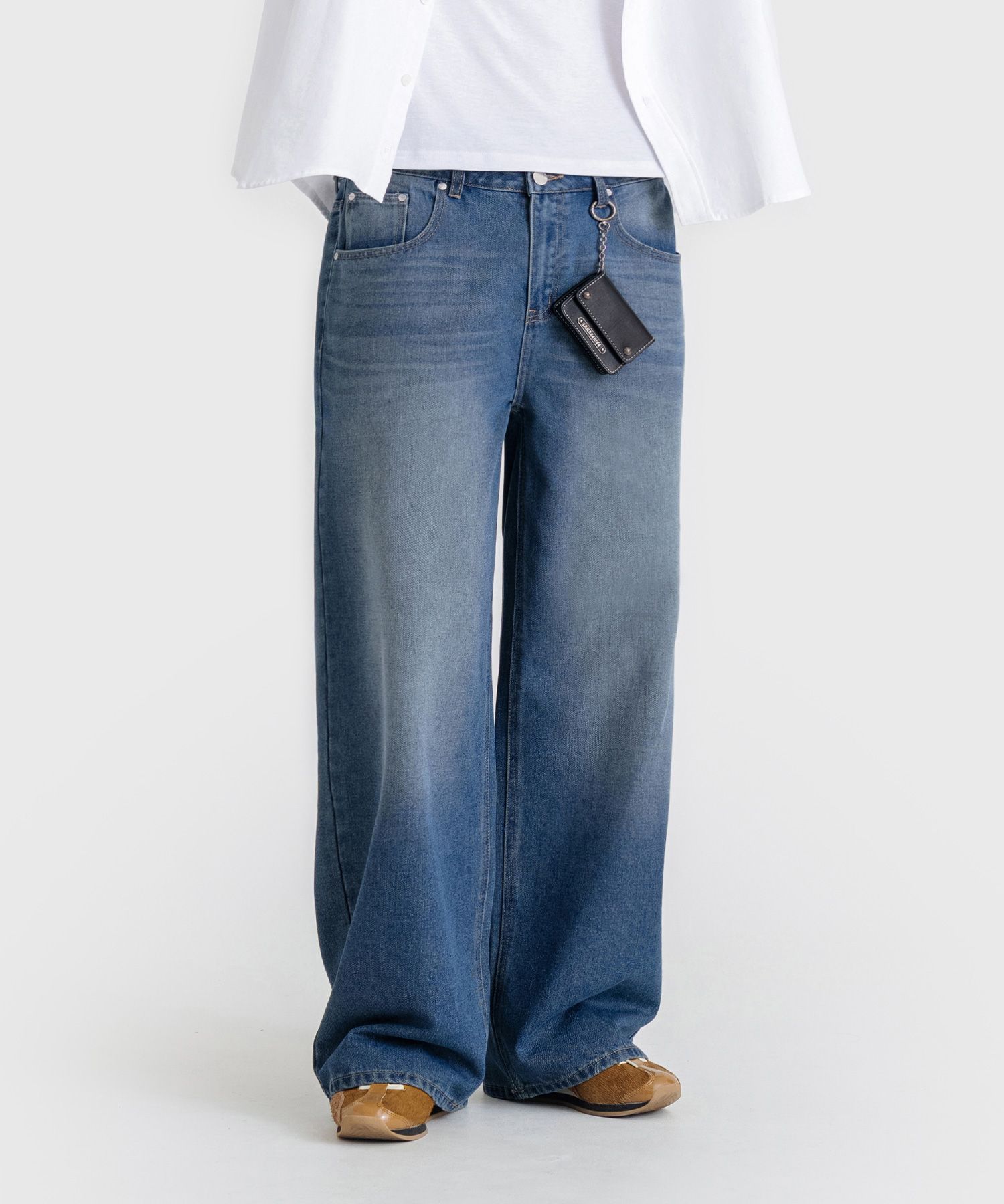 MUSINSA | LEMAIN SECOND Vintage Cat Washing Wide Denim Pants [Dark