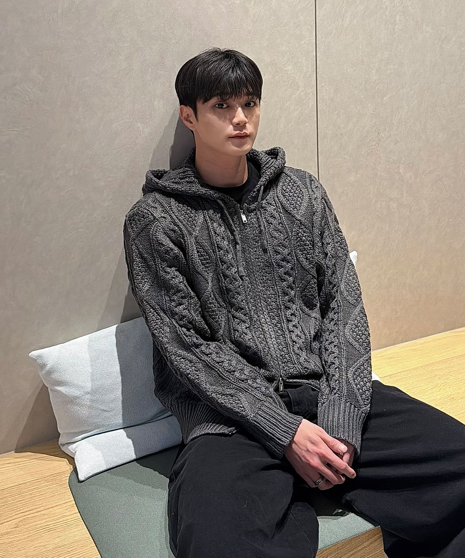 MUSINSA | LEMAIN SECOND 2WAY_Aran Washable Oversized Cable Hooded