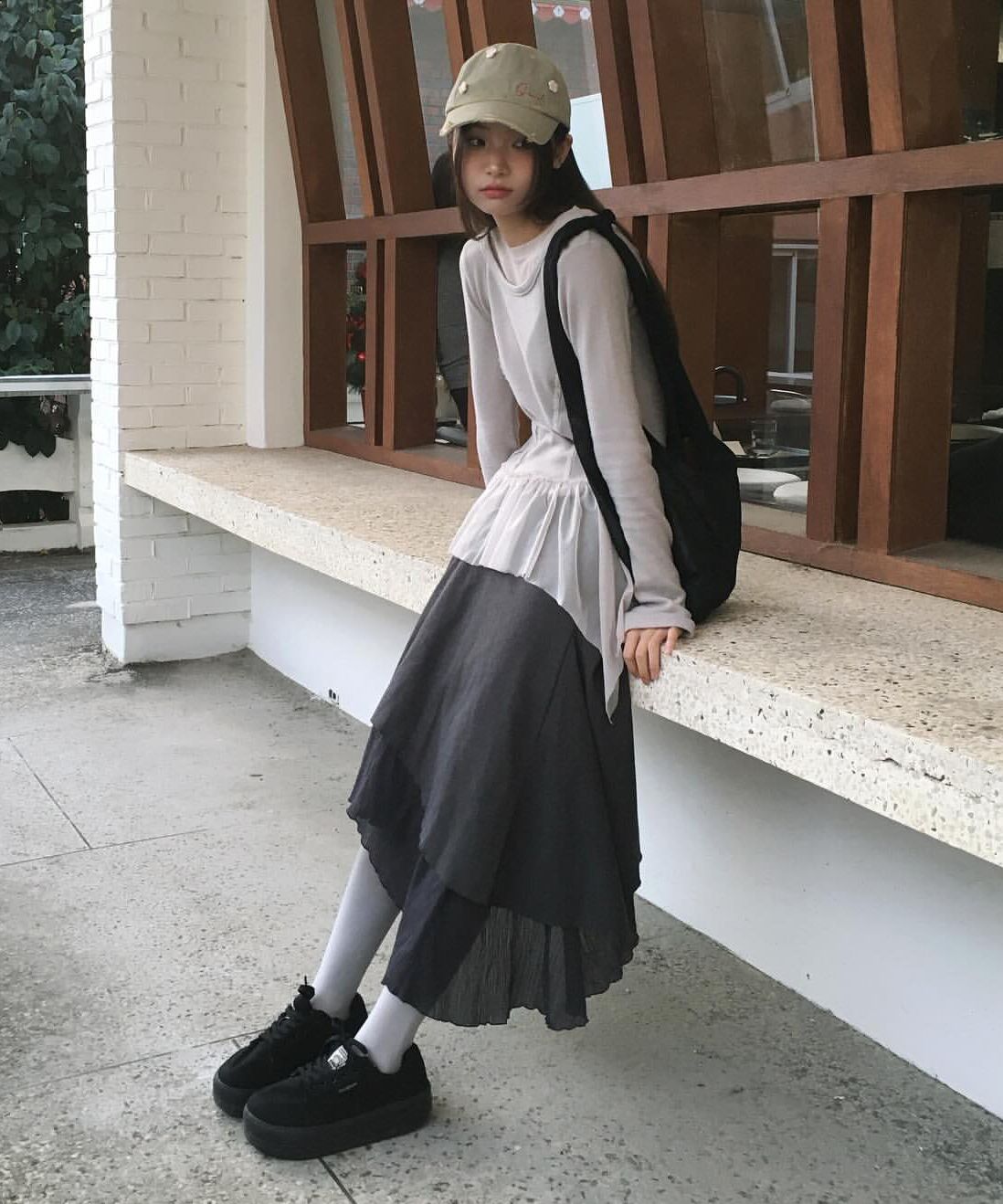 ●FLARE UP● Layered Lace Frill Long Sleeve FL137Black FL-13 MUSINSA | FLAREUP Layered Lace Frill Long Sleeve (FL-137_Gray)