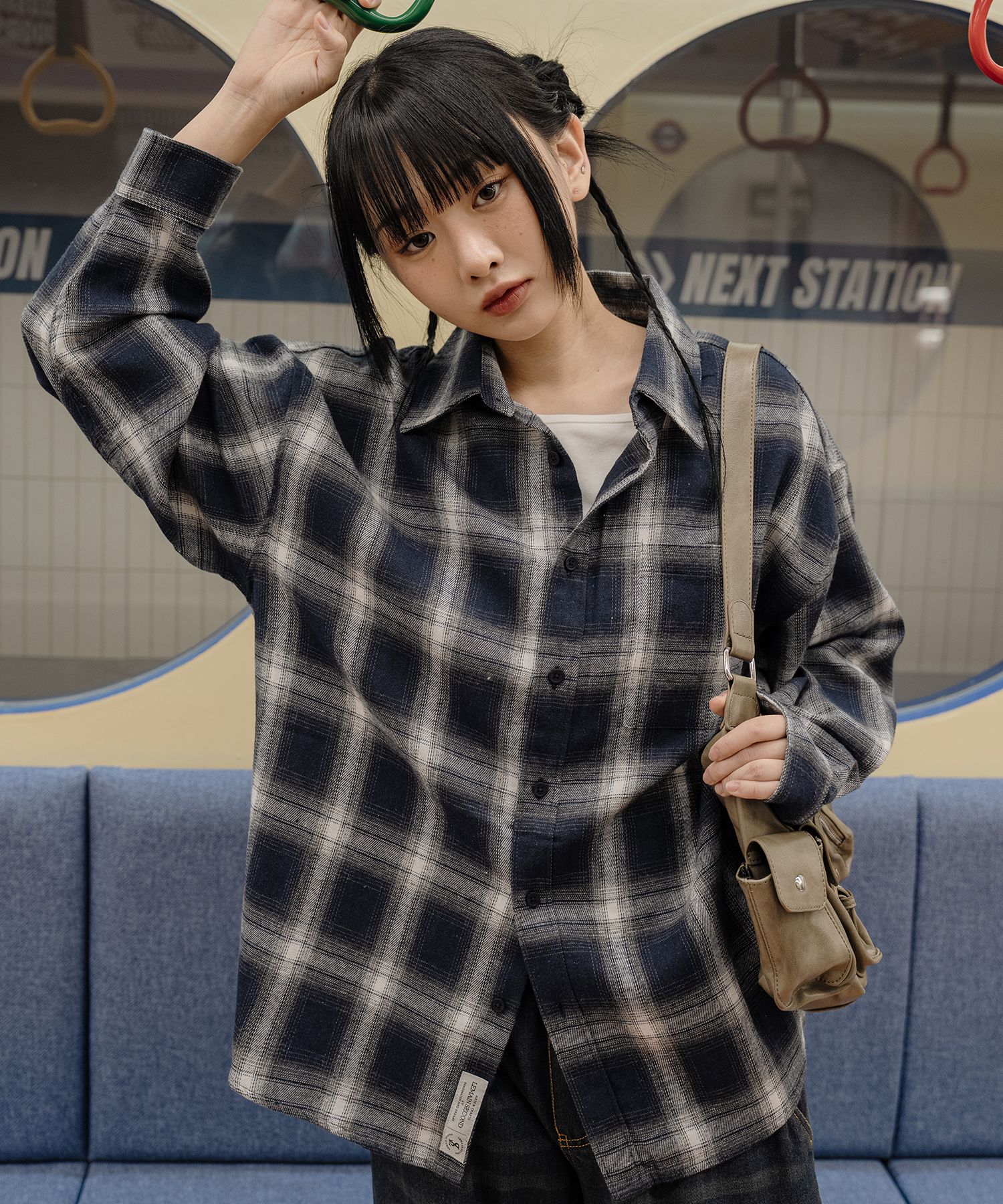 M / used wash flannel check shirts Lサイズ RATS - 【ラスト1点-サイズXL】 COTTON FLANNEL CHECK SHIRT - BLUE